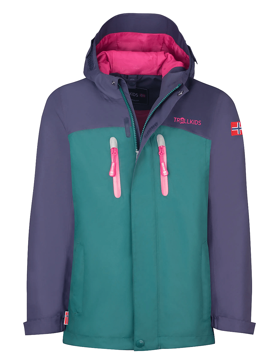 TrollKids - Girls Bryggen 3in1 Jacket - deep violet/midnight petrol/dark pink - 0