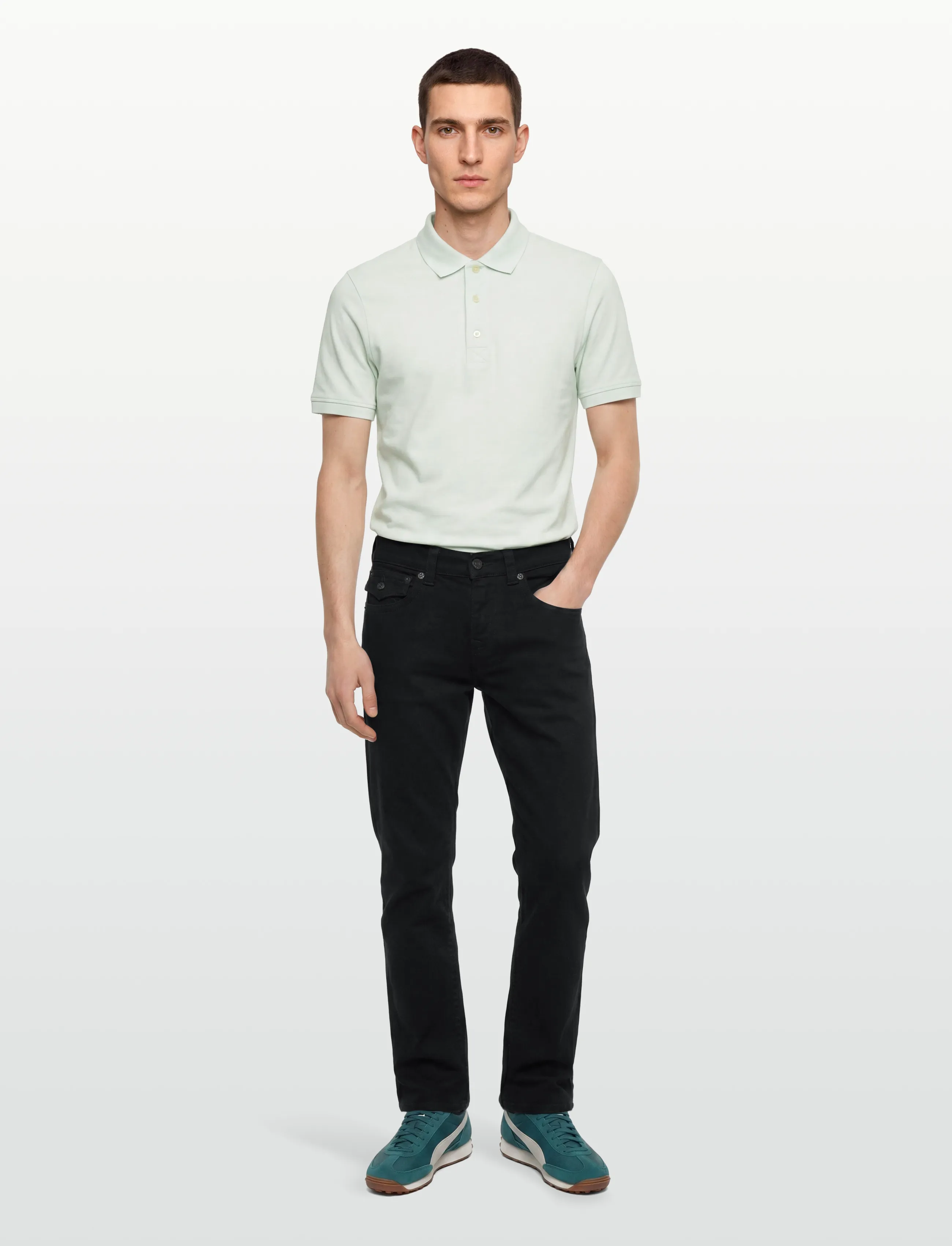 True Religion Ricky Flap Sn 32 Inseam, 34, Jeans, Schwarz - Slim, Männerswear