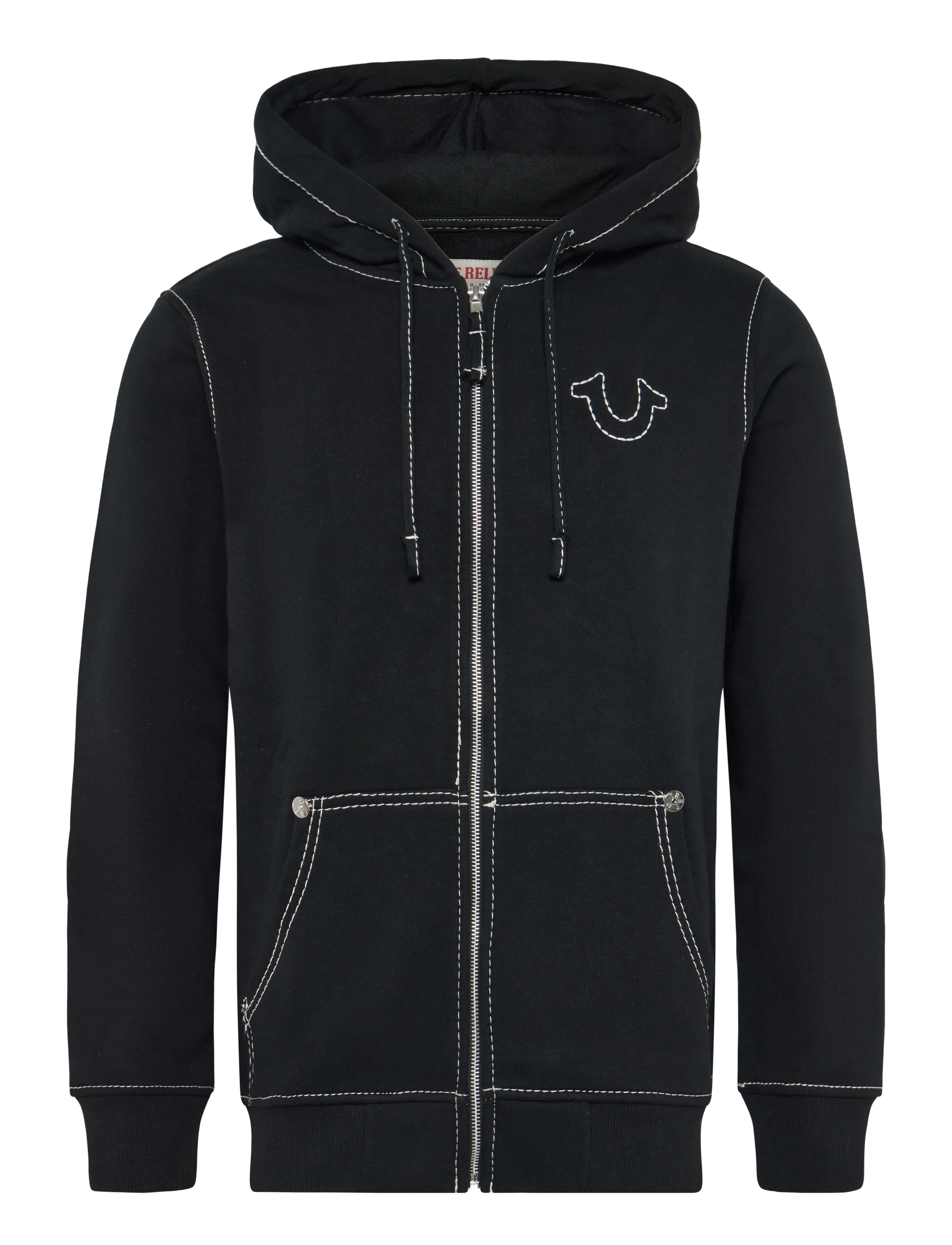 True Religion BIG T ZIP UP HOODIE - Hupparit - BLACK / black