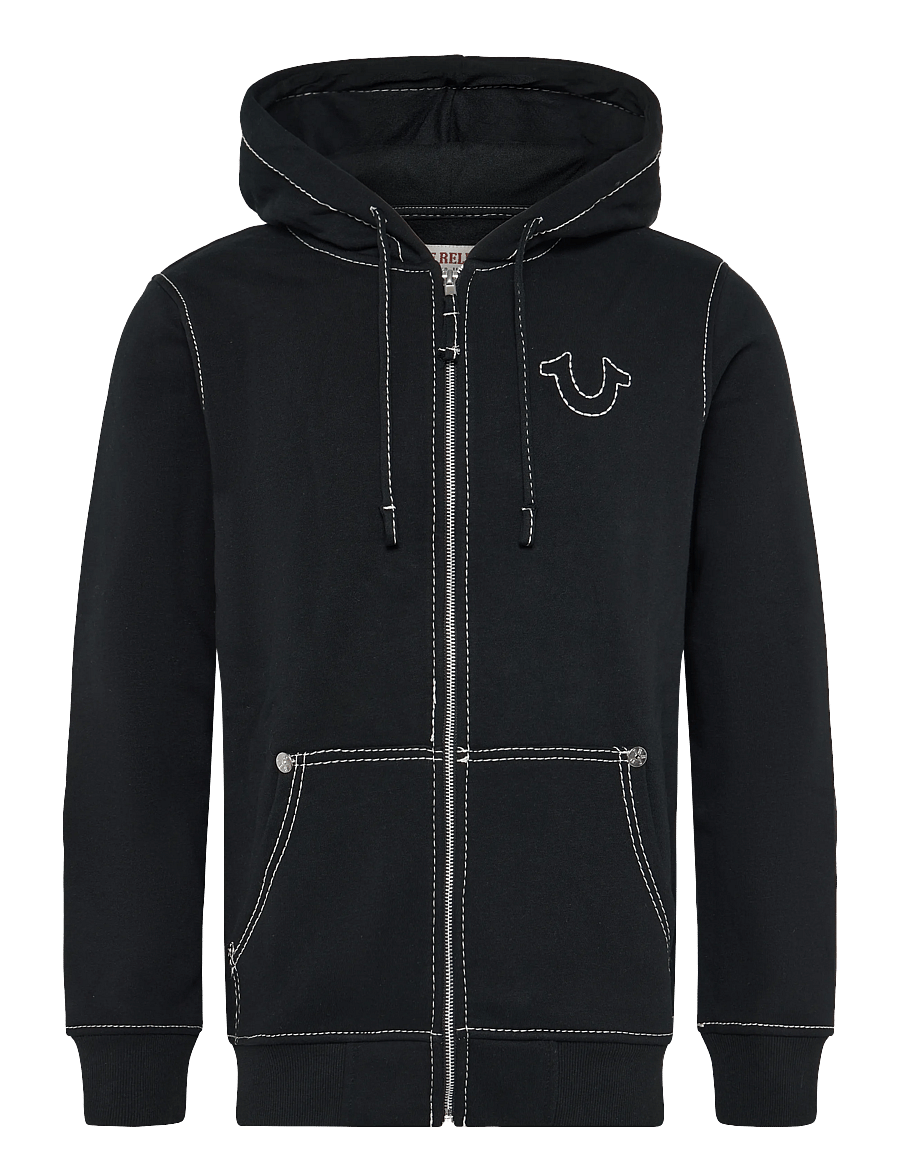 True Religion - BIG T ZIP UP HOODIE - kapuutsiga dressipluusid - black - 0
