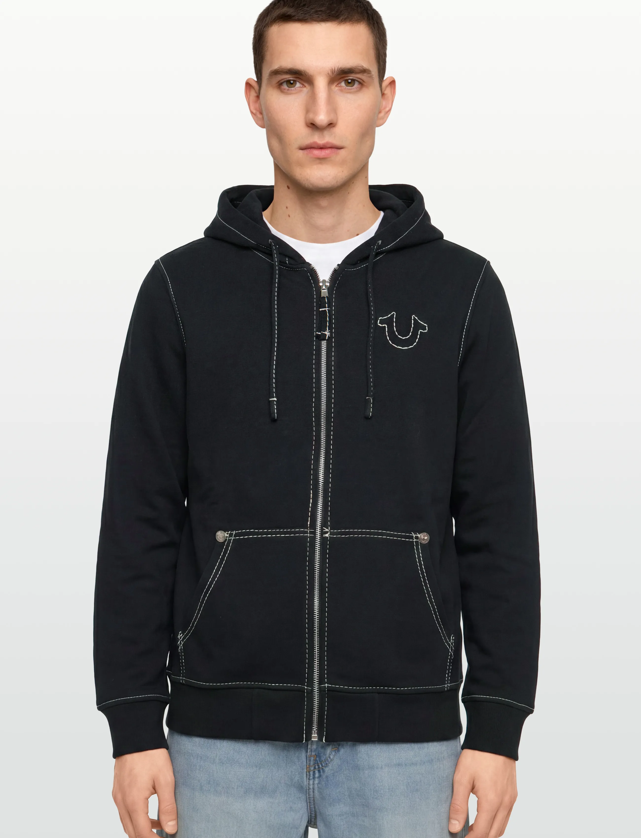 True Religion - BIG T ZIP UP HOODIE - kapuzenpullover - black - 3