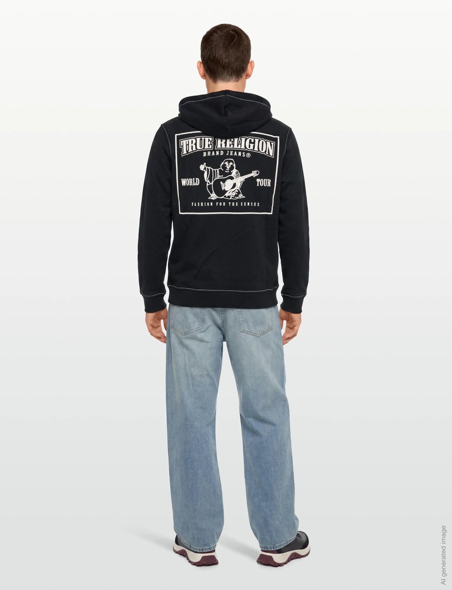 True Religion - BIG T ZIP UP HOODIE - kapuzenpullover - black - 4