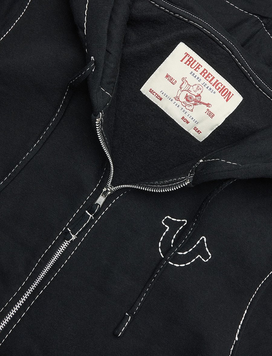 True Religion - BIG T ZIP UP HOODIE - kapuutsiga dressipluusid - black - 2