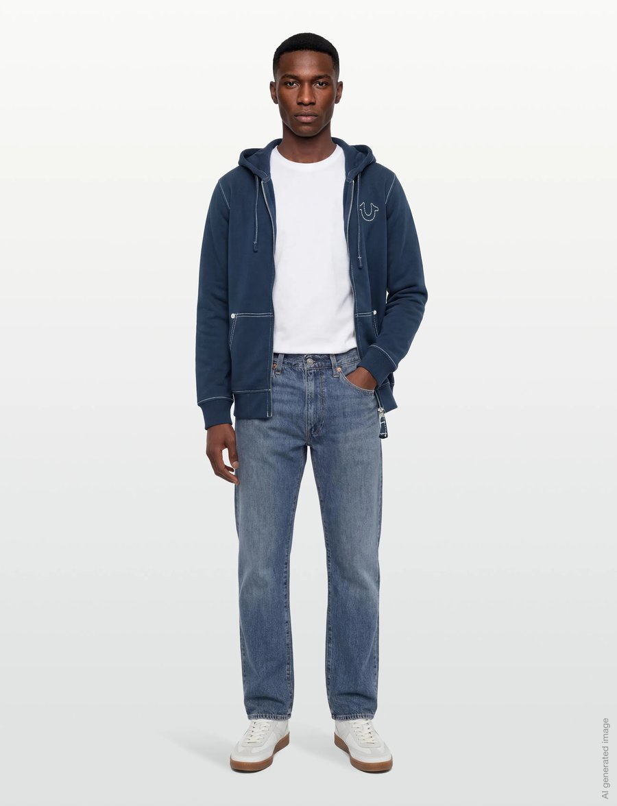 True Religion - BIG T ZIP UP HOODIE - hættetrøjer - dress blue - 0