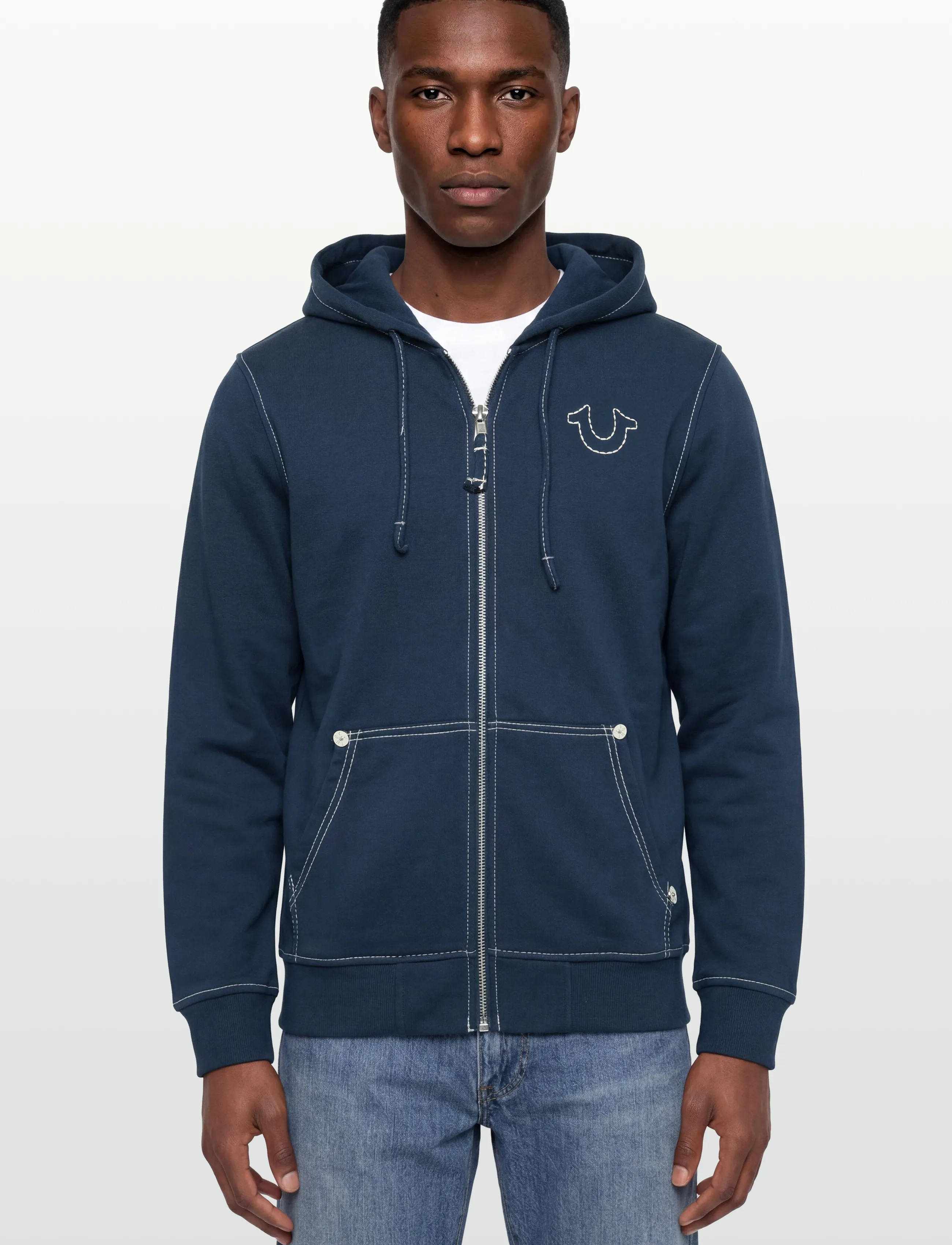 True Religion - BIG T ZIP UP HOODIE - hættetrøjer - dress blue - 2