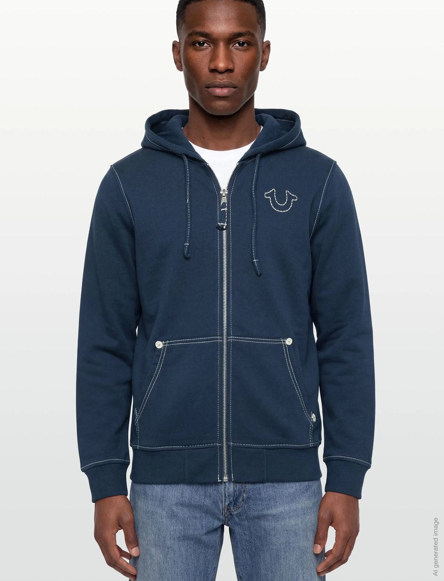 True Religion - BIG T ZIP UP HOODIE - hættetrøjer - dress blue - 2
