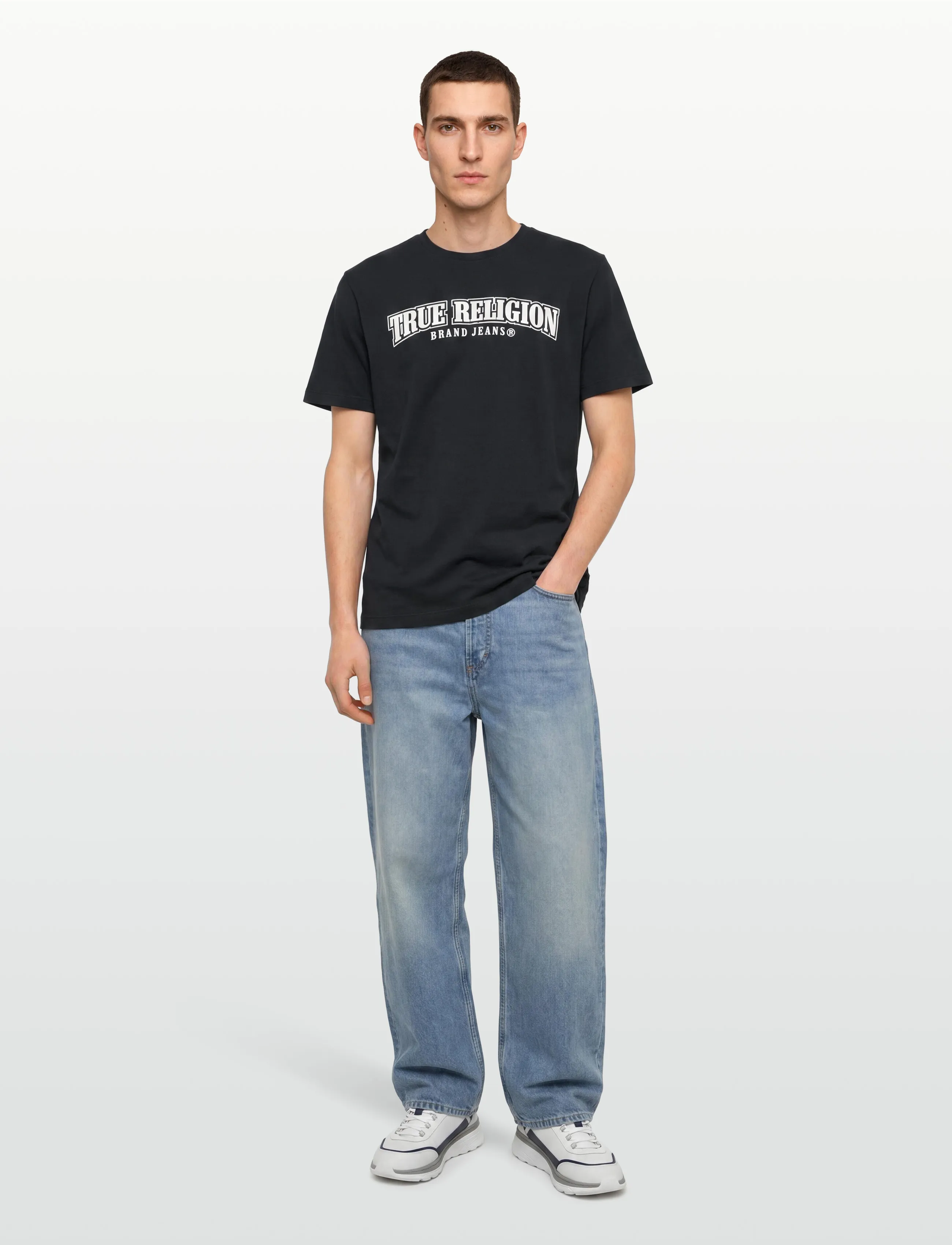 True Religion RELAXED PAINTED HS TEE - Vacation essentials - BLACK/WHITE / black