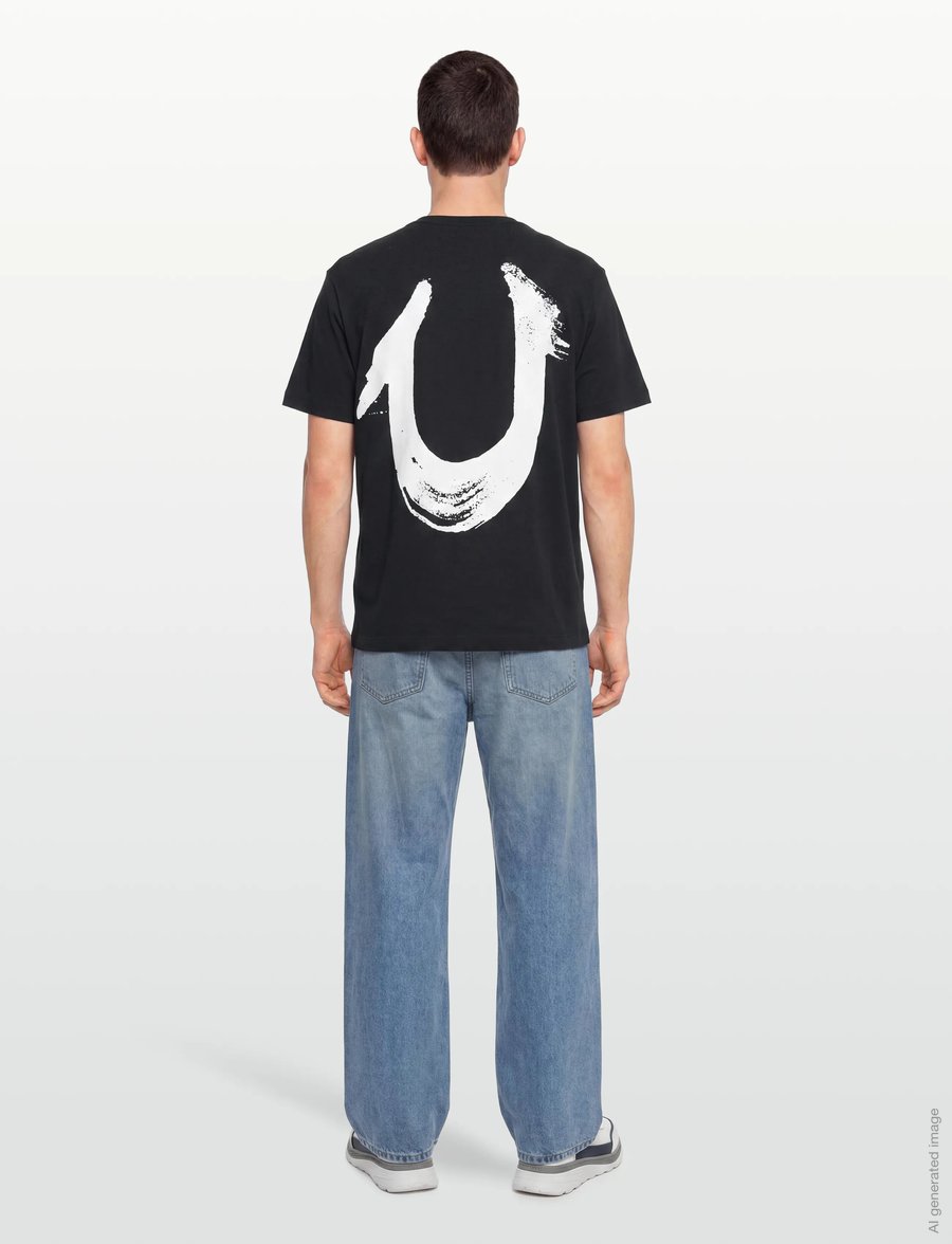 True Religion - RELAXED PAINTED HS TEE - kurzärmelige t-shirts - black/white - 4