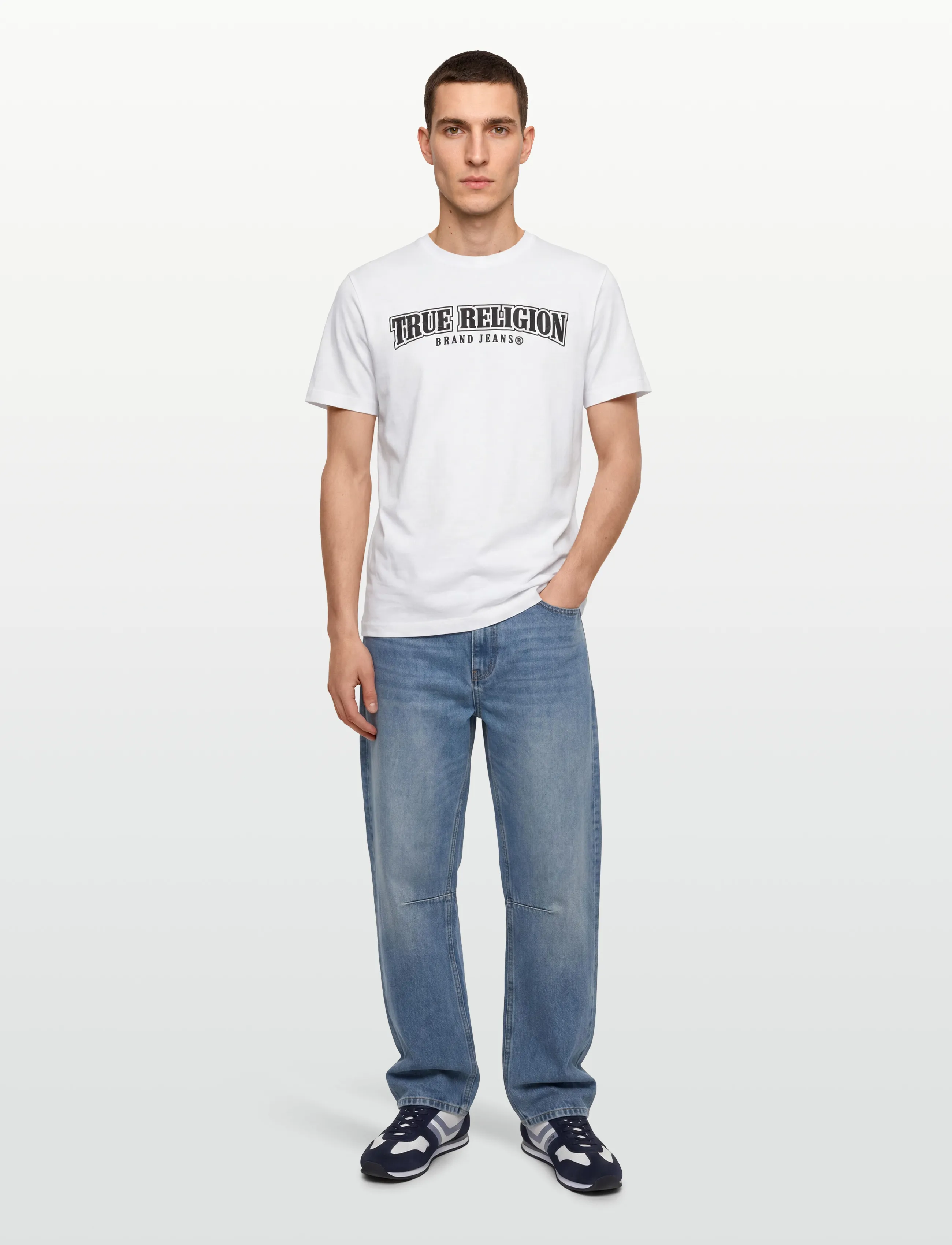 True Religion RELAXED PAINTED HS TEE - Lühikeste varrukatega T-särgid - OPTIC WHITE W/ BLACK / white