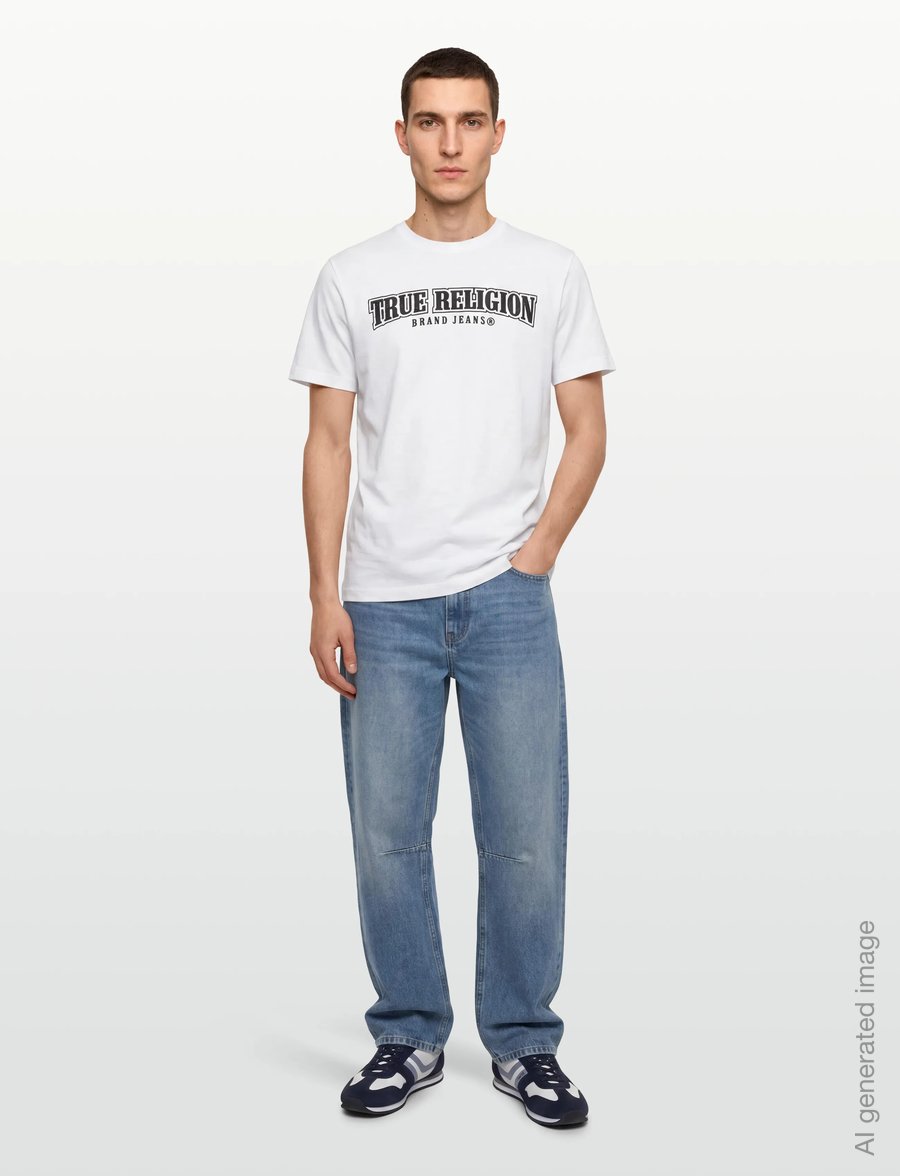 True Religion - RELAXED PAINTED HS TEE - lühikeste varrukatega t-särgid - optic white w/ black - 0