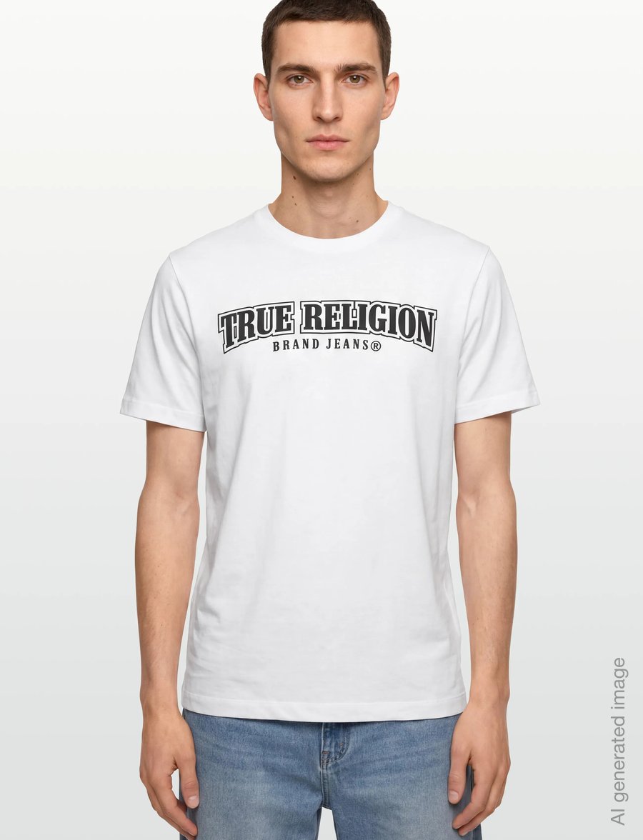 True Religion - RELAXED PAINTED HS TEE - lühikeste varrukatega t-särgid - optic white w/ black - 3