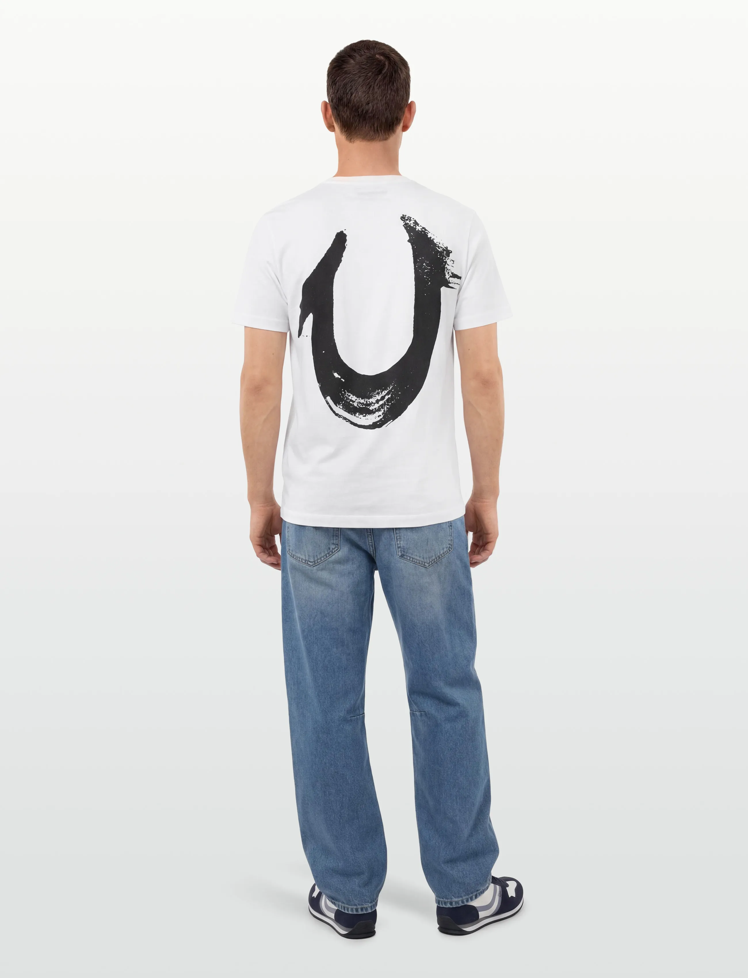 True Religion - RELAXED PAINTED HS TEE - kortärmade t-shirts - optic white w/ black - 4