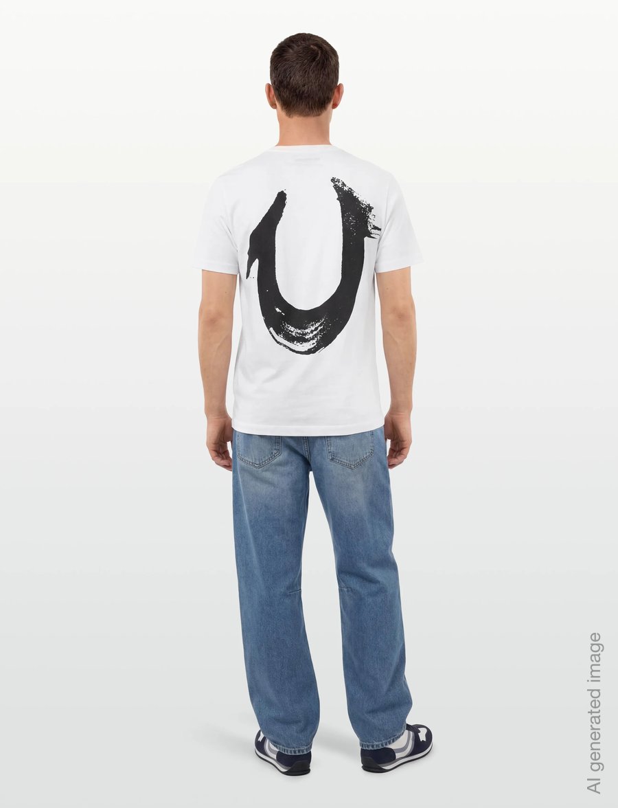 True Religion - RELAXED PAINTED HS TEE - lühikeste varrukatega t-särgid - optic white w/ black - 4