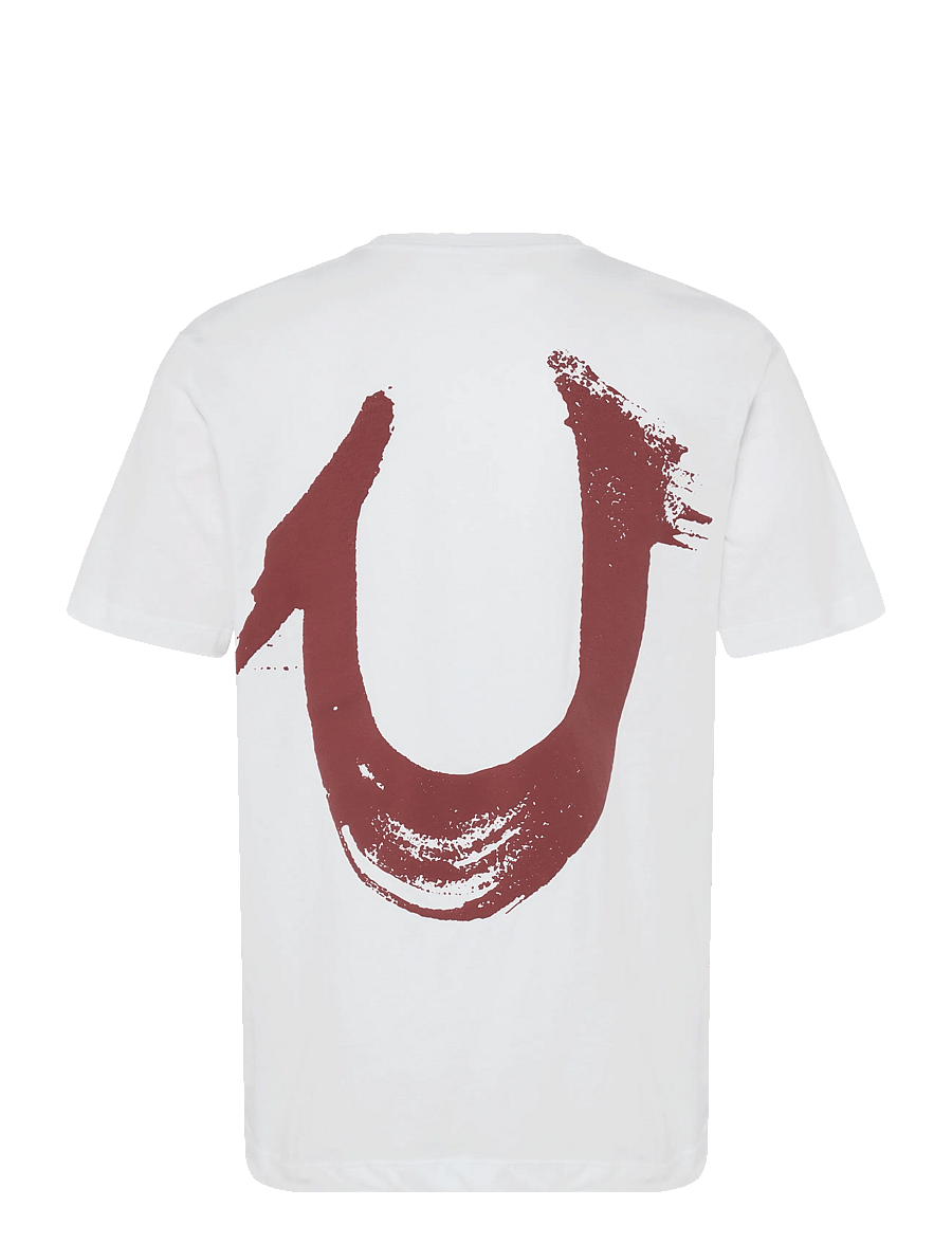 True Religion - RELAXED PAINTED HS TEE - kurzärmelige t-shirts - optic white w/ red - 2
