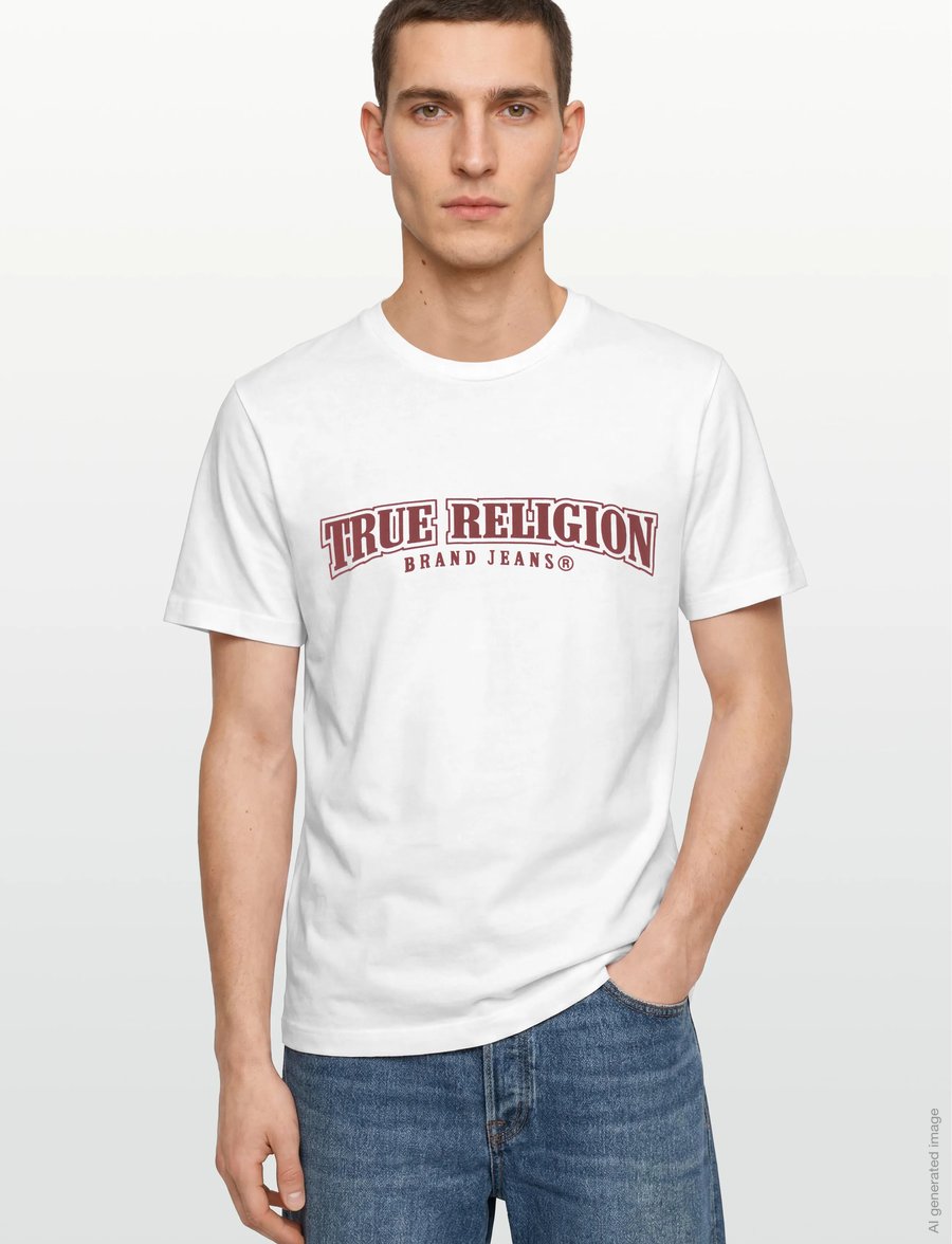 True Religion - RELAXED PAINTED HS TEE - kurzärmelige t-shirts - optic white w/ red - 3