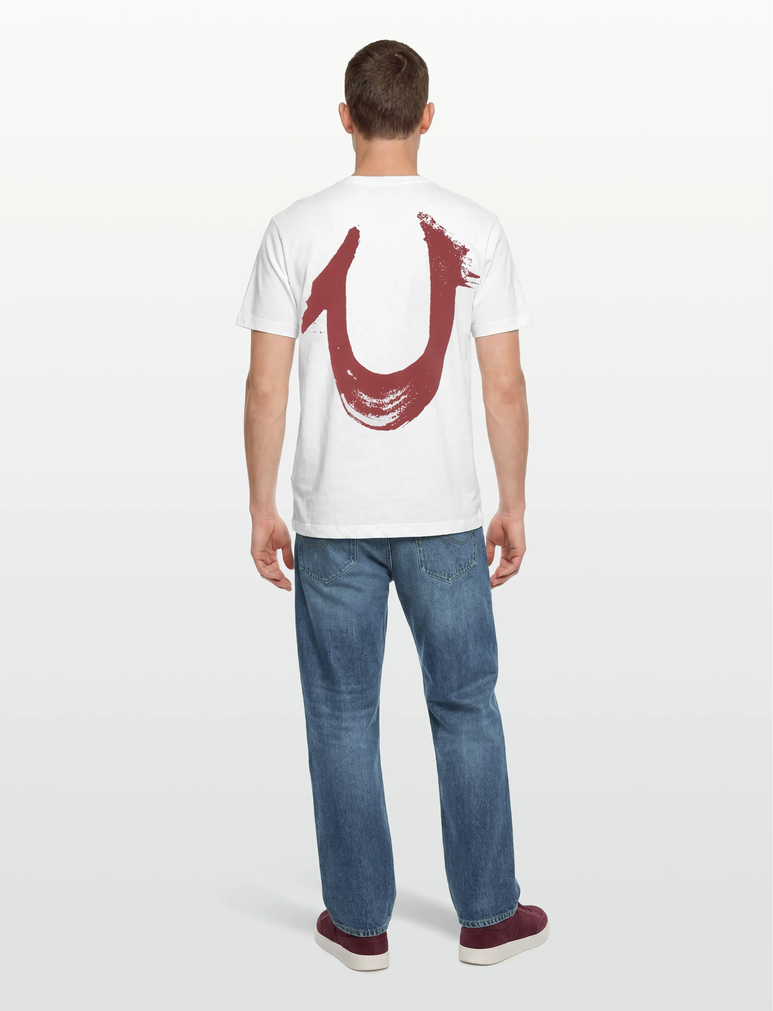 True Religion - RELAXED PAINTED HS TEE - optic white w/ red - 4