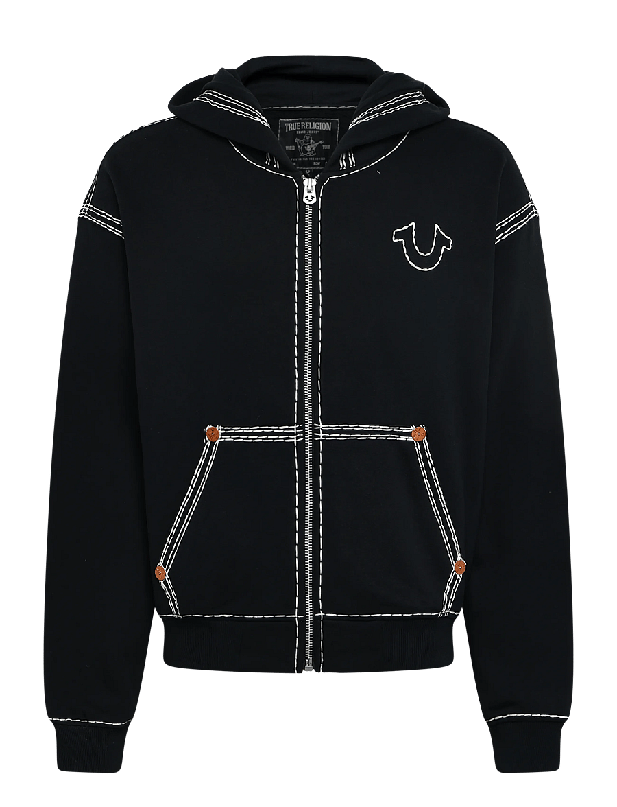 True Religion - SUPER QT CINCHED ZIP UP HOODIE - kapuzenpullover - black - 0