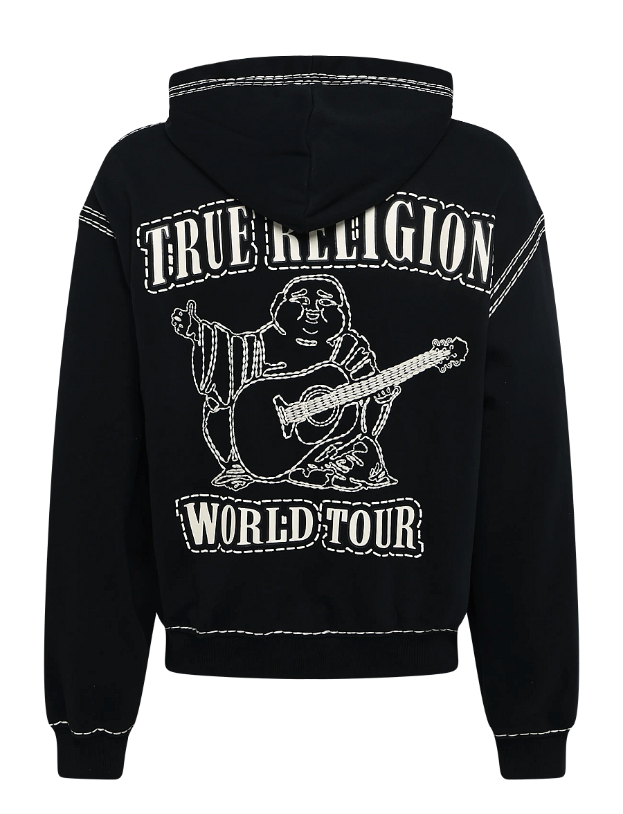 True Religion - SUPER QT CINCHED ZIP UP HOODIE - kapuzenpullover - black - 1