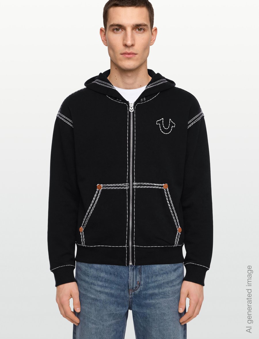 True Religion - SUPER QT CINCHED ZIP UP HOODIE - kapuzenpullover - black - 3