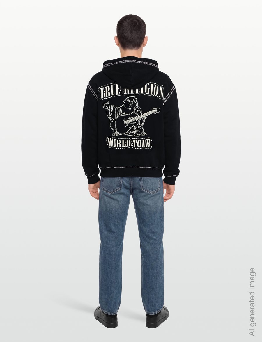 True Religion - SUPER QT CINCHED ZIP UP HOODIE - kapuzenpullover - black - 4
