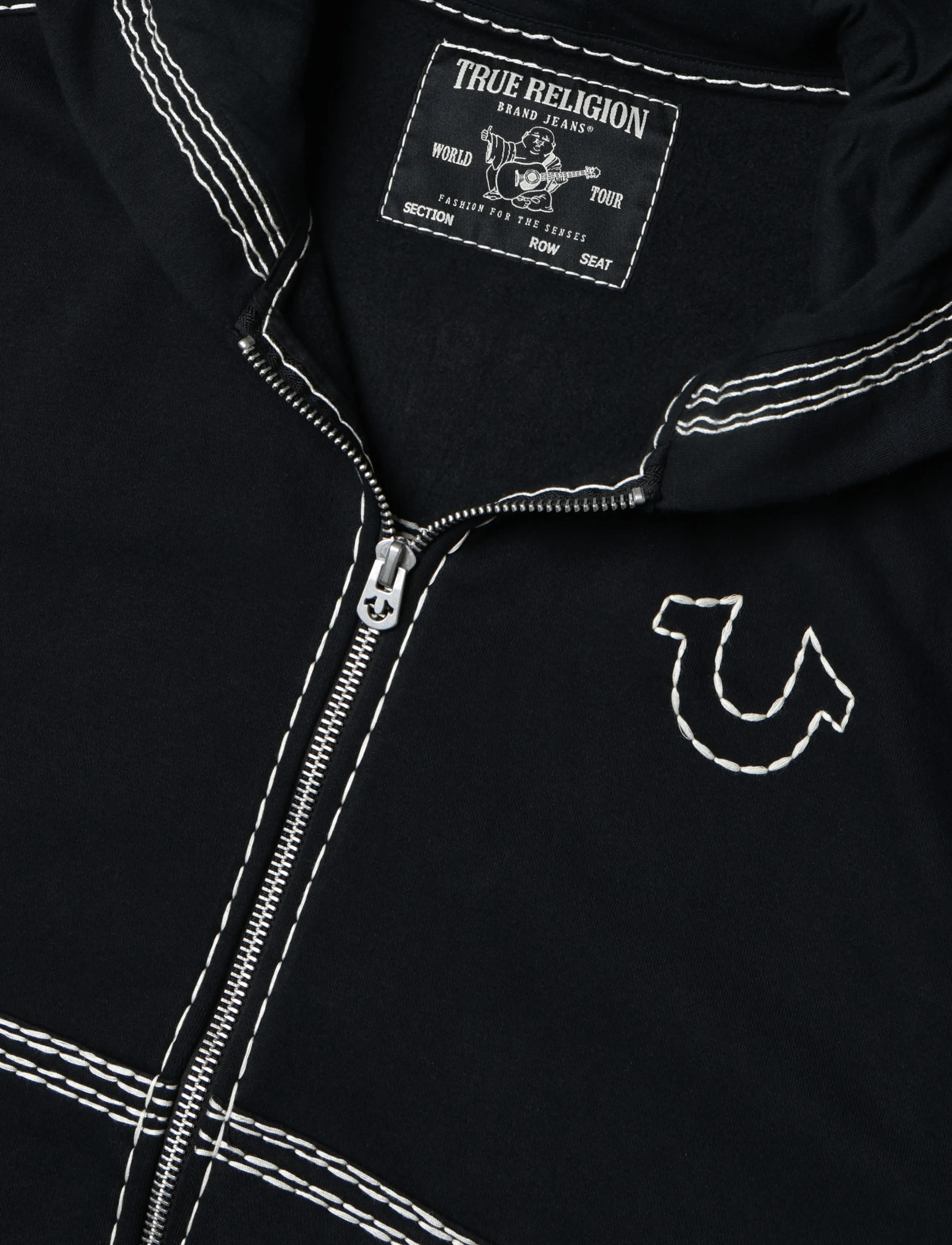 True Religion - SUPER QT CINCHED ZIP UP HOODIE - hættetrøjer - black - 2