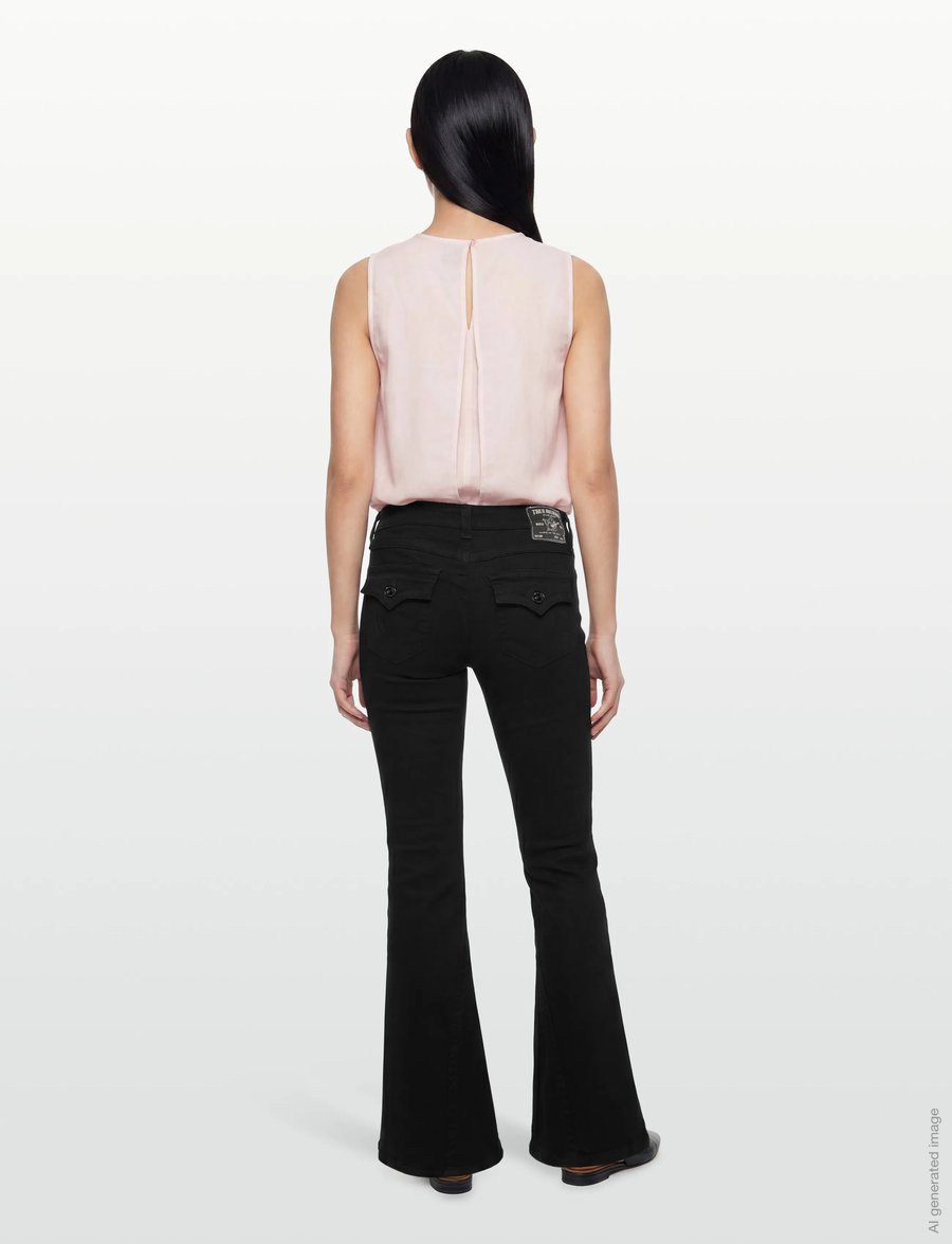 True Religion - JOEY LOW RISE FLARE - schlaghosen - black body rinse - 4