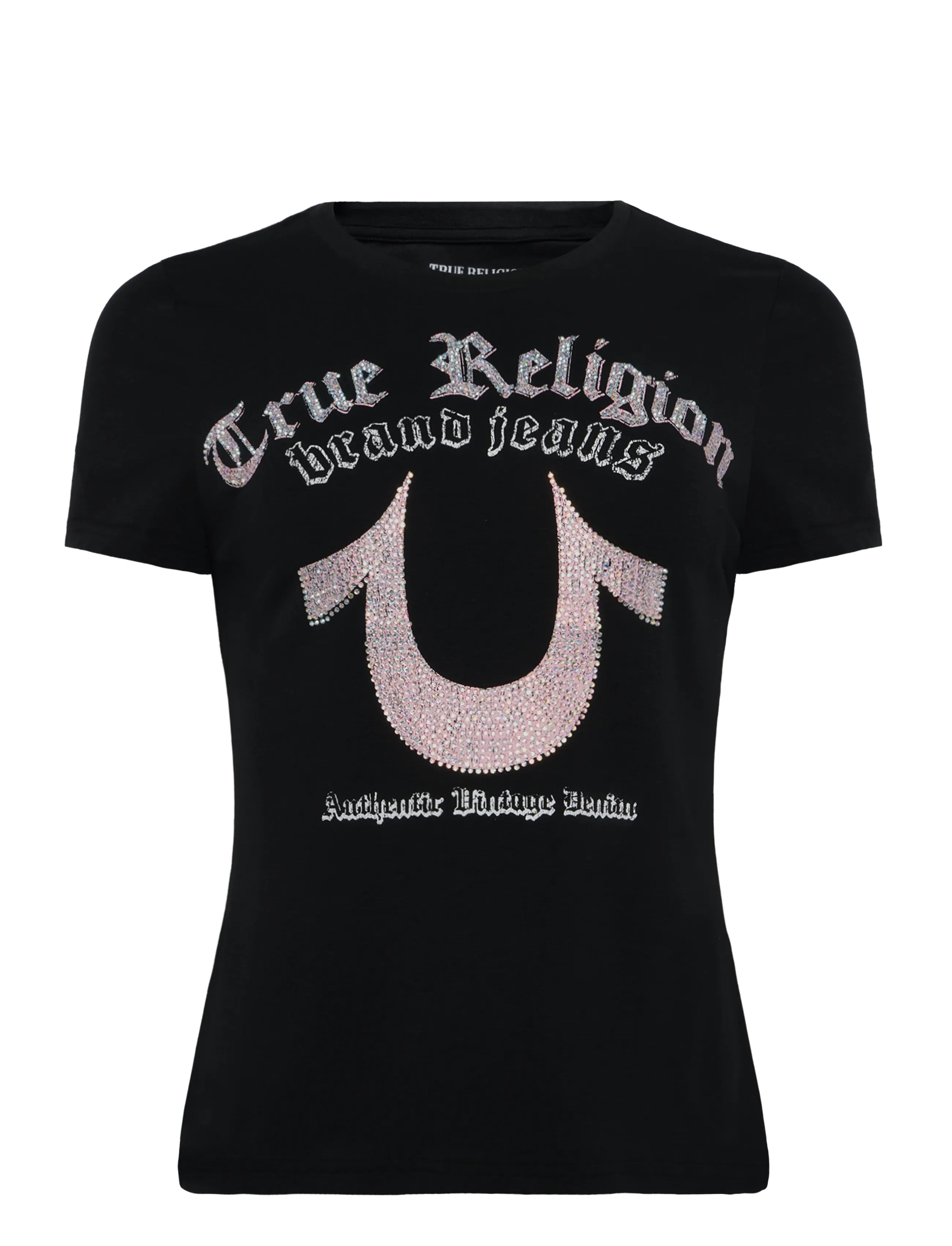 True Religion CRYSTAL HS CREW NECK TEE - T-särgid ja topid - JET BLACK / black