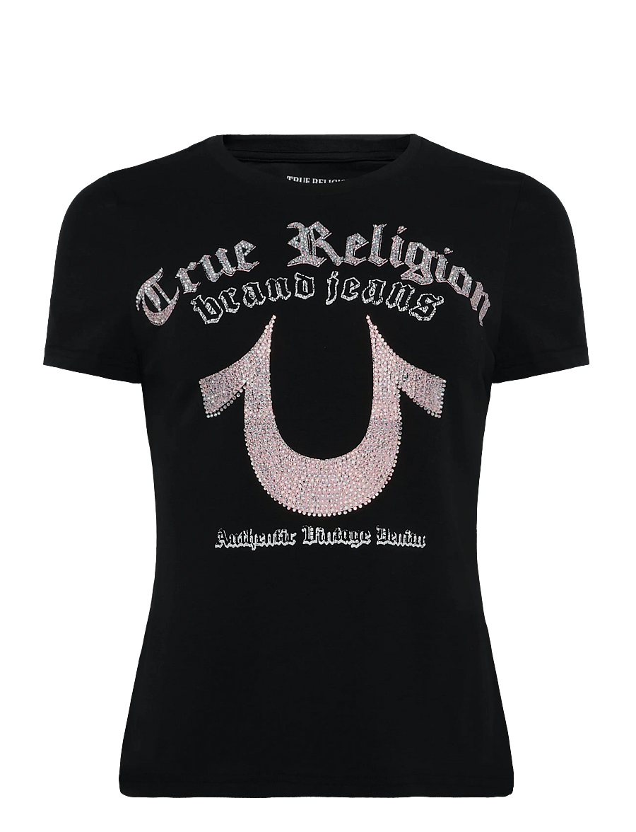 True Religion - CRYSTAL HS CREW NECK TEE - t-shirts - jet black - 1