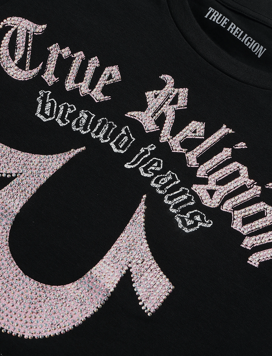 True Religion - CRYSTAL HS CREW NECK TEE - t-shirts - jet black - 5