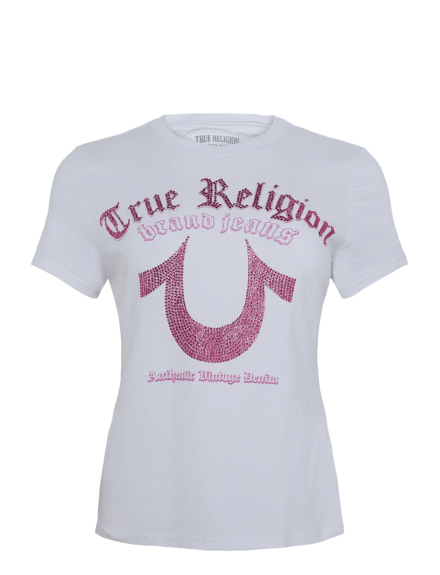 True Religion - CRYSTAL HS CREW NECK TEE - t-shirts - optic white - 0