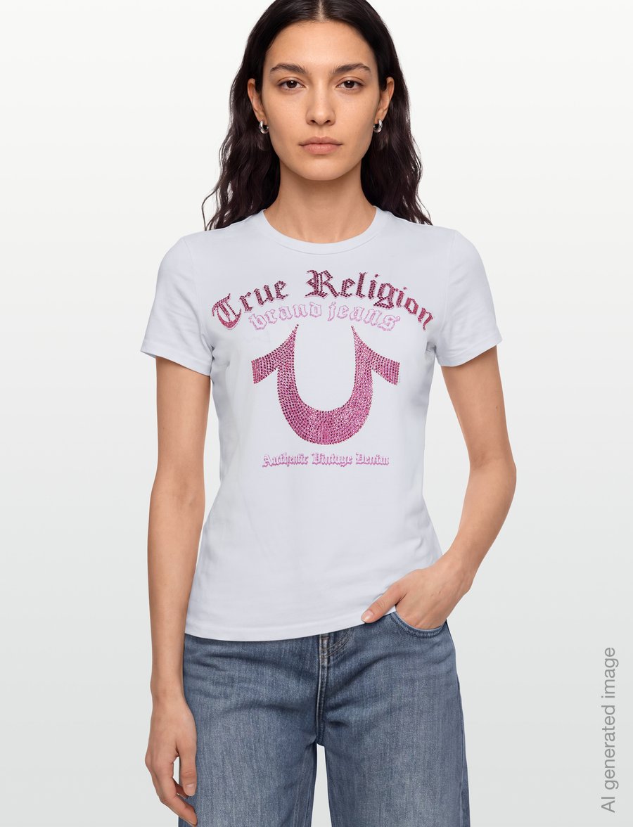 True Religion - CRYSTAL HS CREW NECK TEE - t-skjorter - optic white - 3