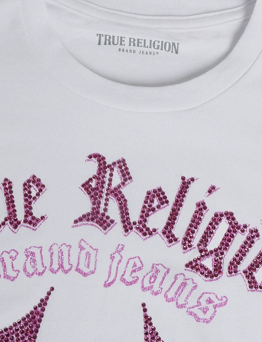 True Religion - CRYSTAL HS CREW NECK TEE - t-shirts - optic white - 2