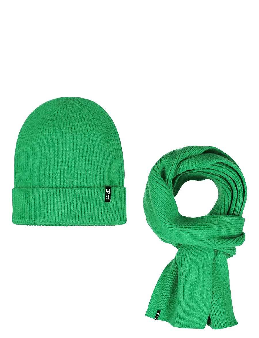 TUMBLE 'N DRY - TND Beanie & Scarf - kootud mütsid - mid green - 1