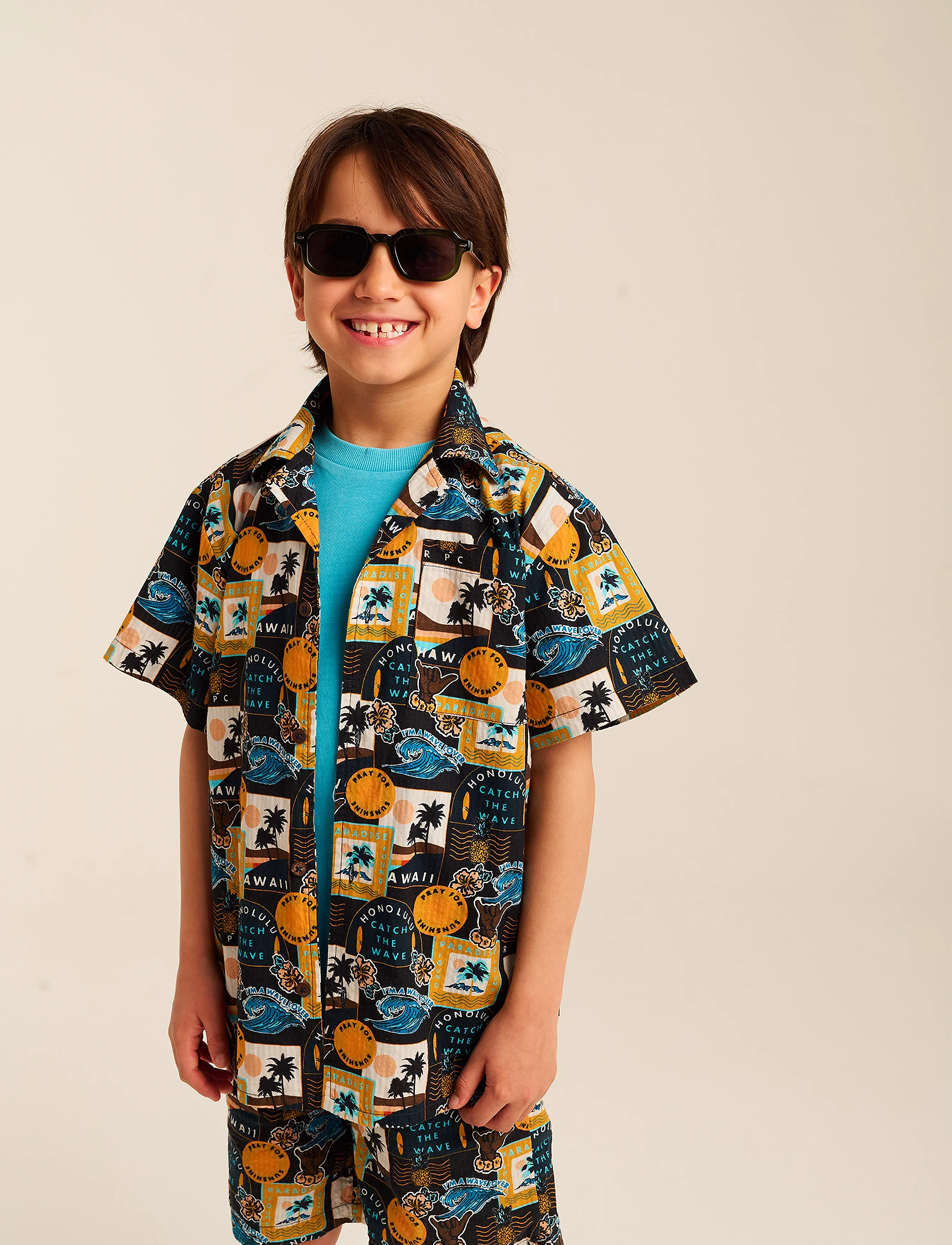 TUMBLE 'N DRY TND Lacanau Palm - Kortärmade skjortor - NAVY BLAZE / multi