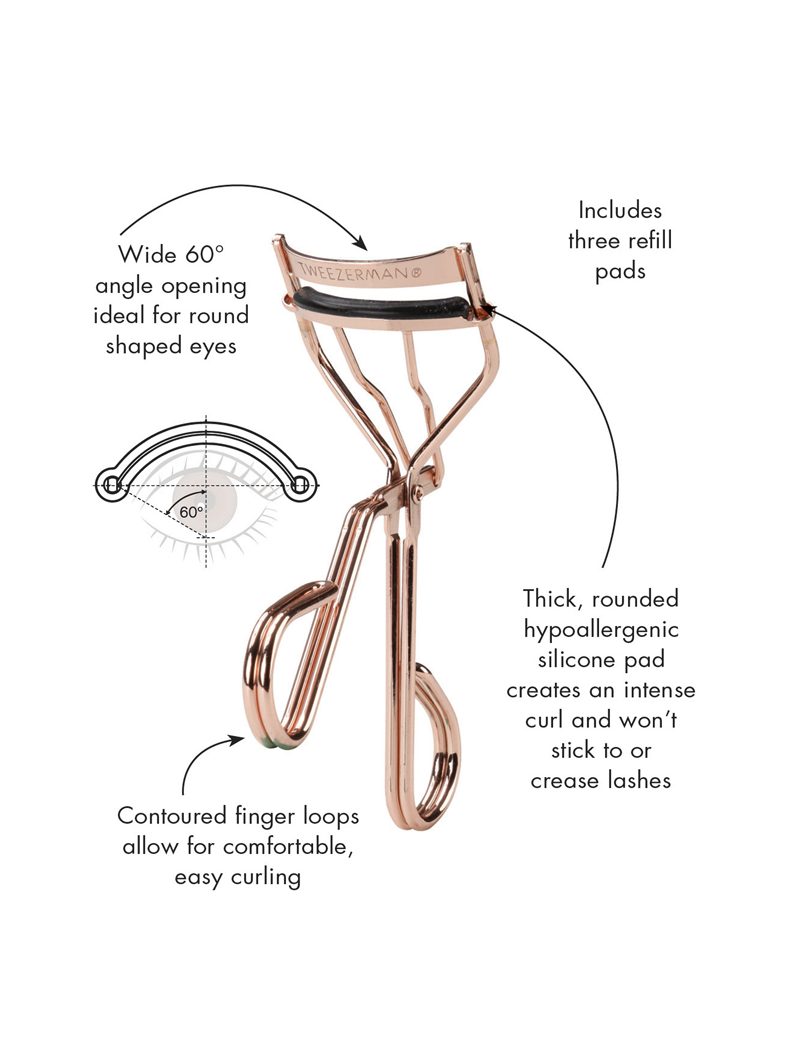 Tweezerman Procurl Eyelash Curler, 1 stk, Pink, Øjne > Øjenvippebukker, Dame