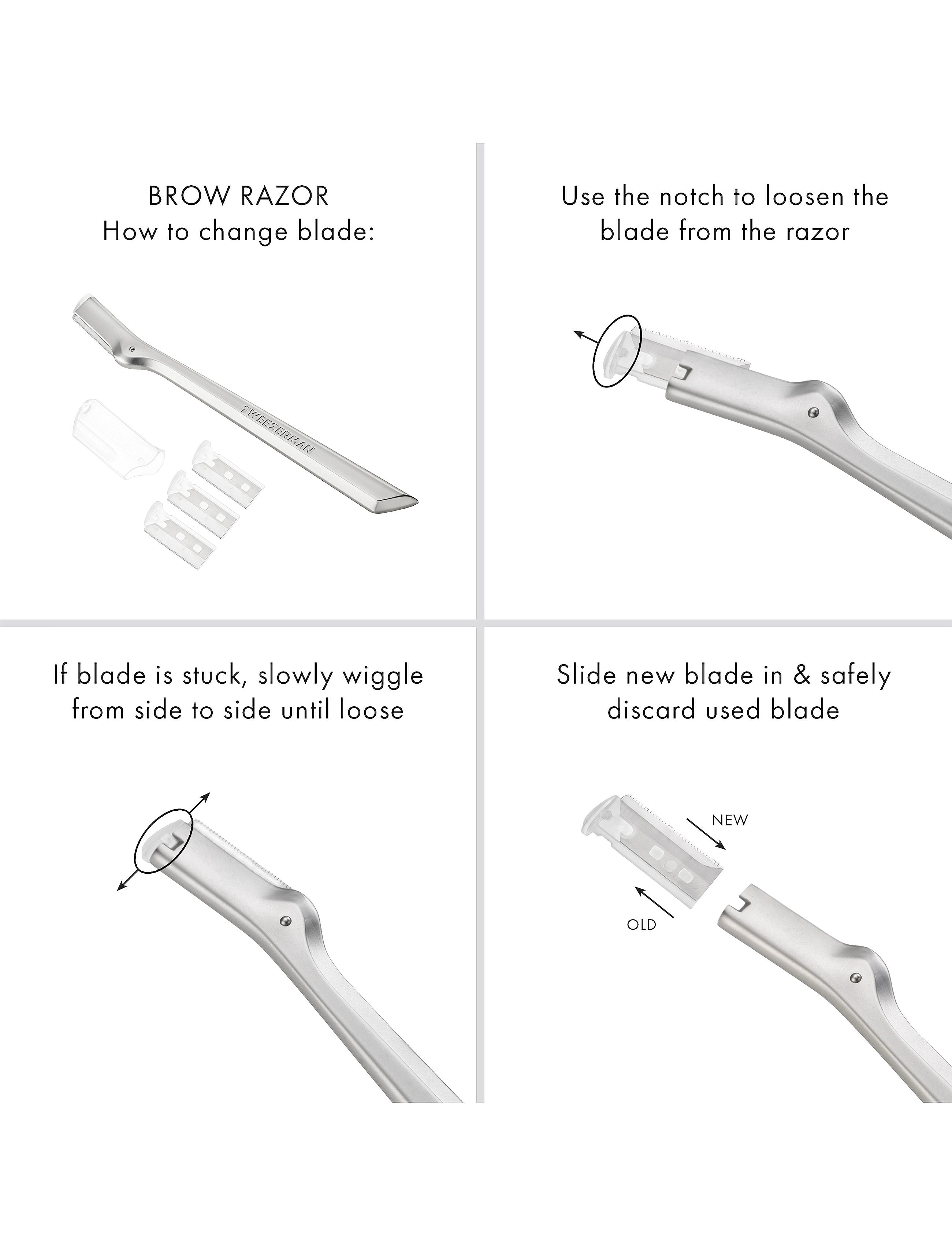 Tweezerman Brow Razor Replacement Blades, One Size, Nude, Krop > Hårfjerning, Dame