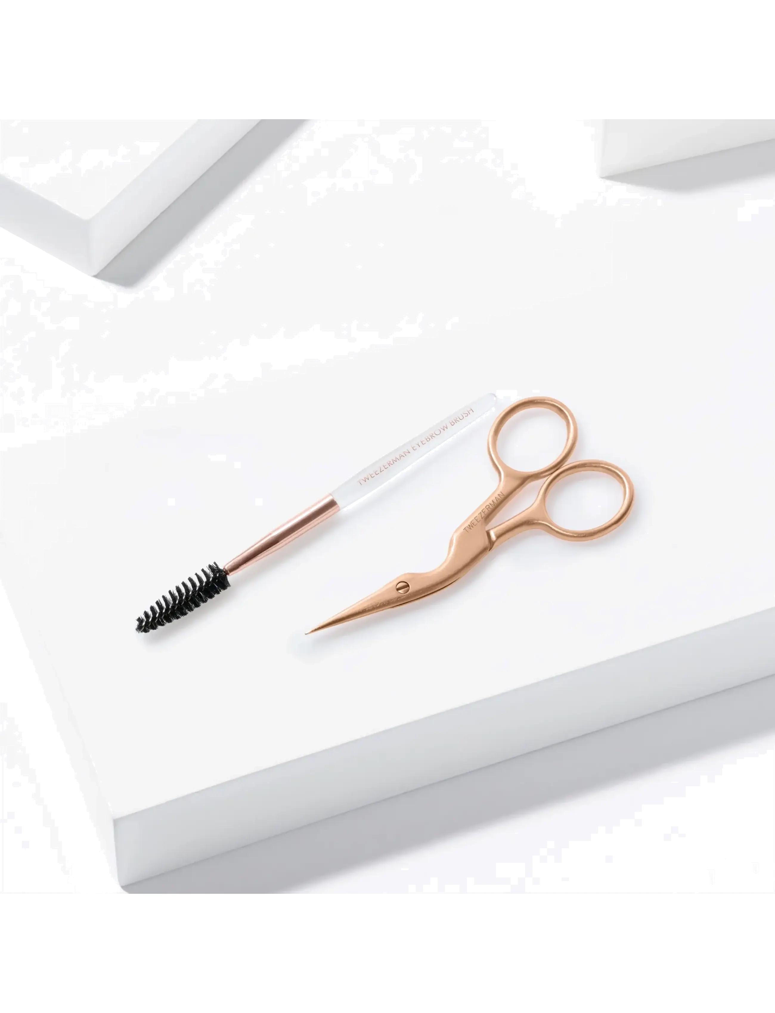Tweezerman Retail Rose Gold Brow Shaping Scissors & Brush ögonbryn dam – bild 3