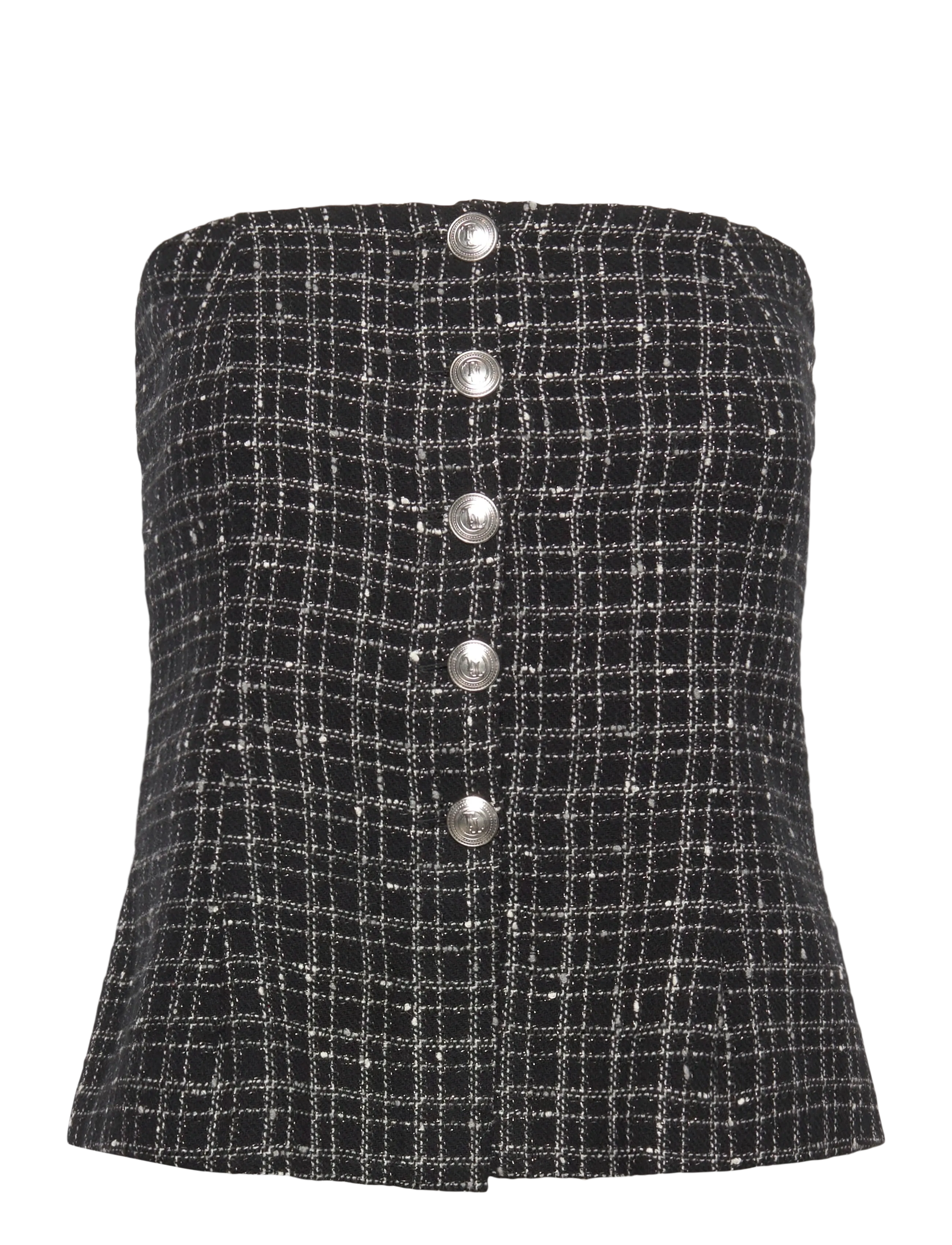 Twist & Tango Vicki Top, Kvinder, Stropløs Tweed Bustier, Sort, Str: 40