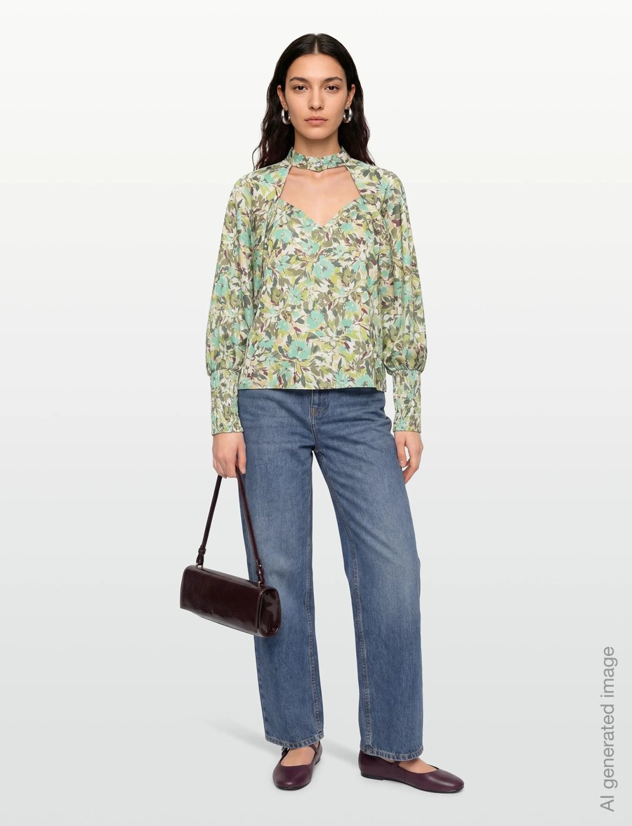 Twist & Tango - Beverley Blouse - pikkade varrukatega pluusid - green flower - 0