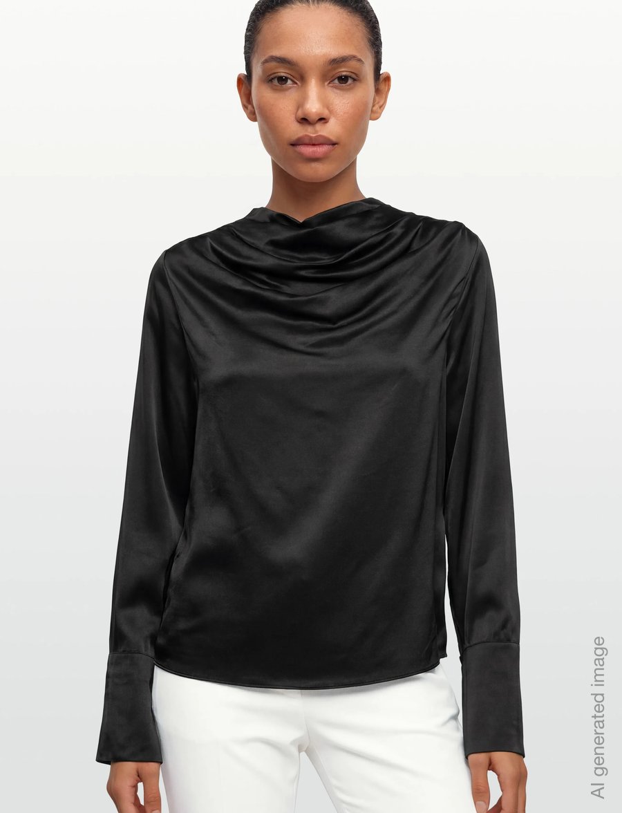 Twist & Tango - Tammie Satin Blouse - langærmede bluser - black - 3