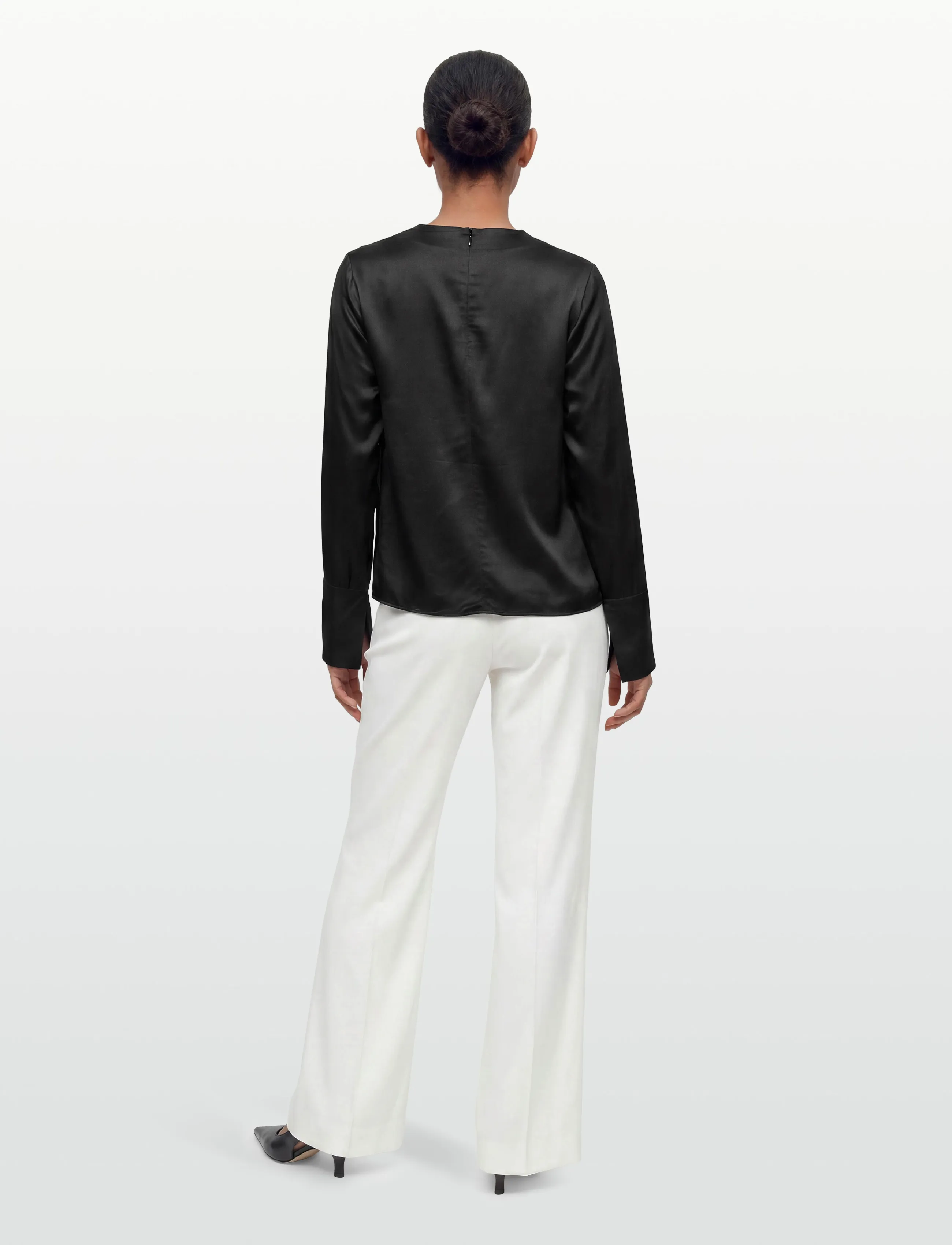 Twist & Tango - Tammie Satin Blouse - langærmede bluser - black - 4