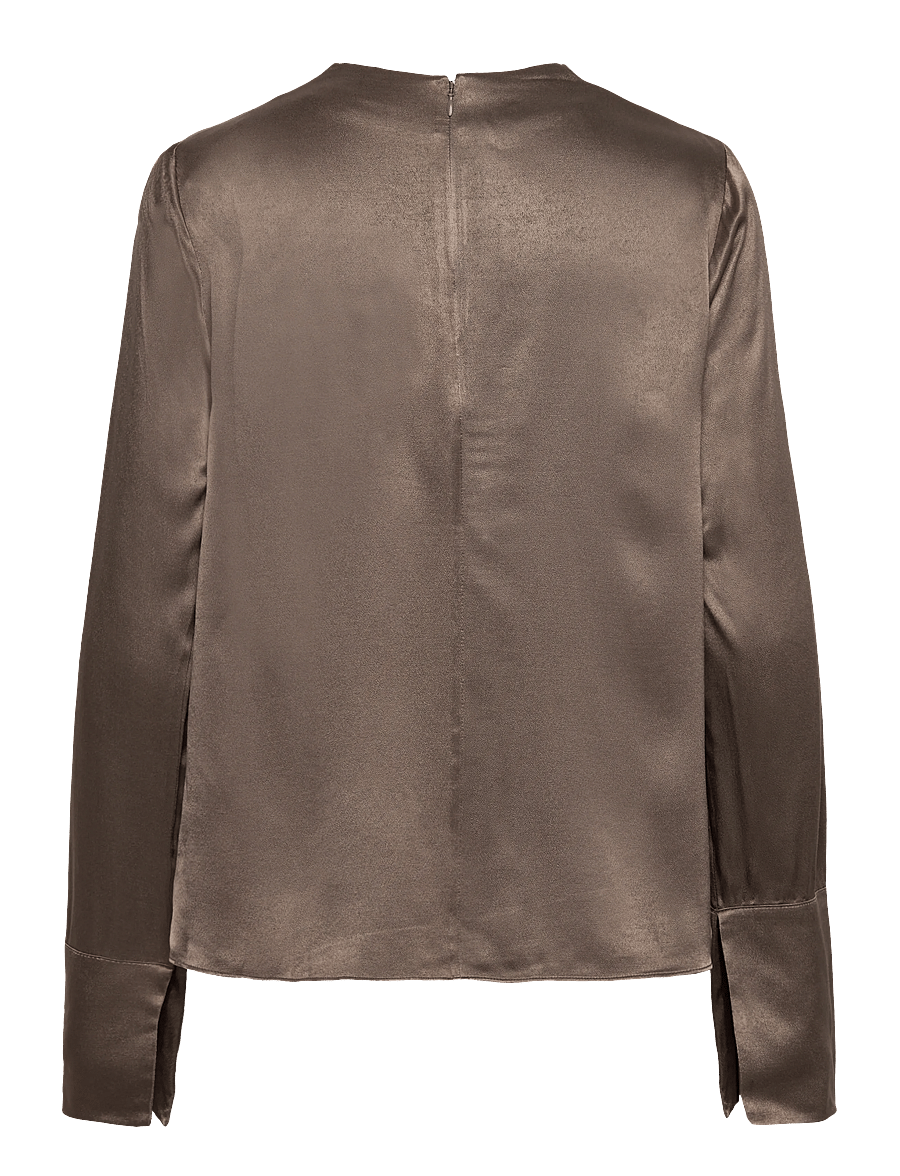 Twist & Tango - Tammie Satin Blouse - langærmede bluser - dk truffle - 2