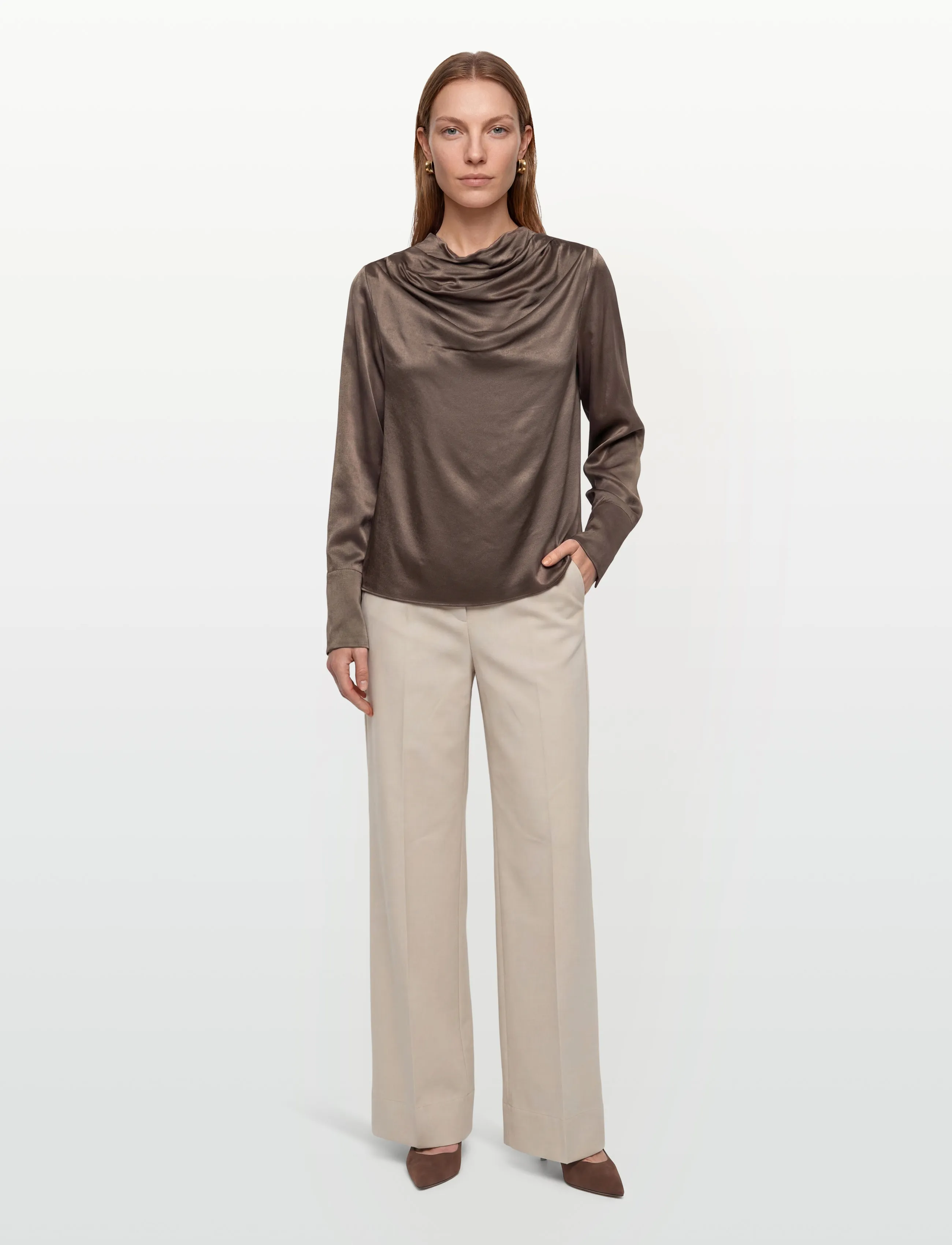 Twist & Tango Tammie Satin Blouse, 34, Brown, Bluser > Langærmede, Dame