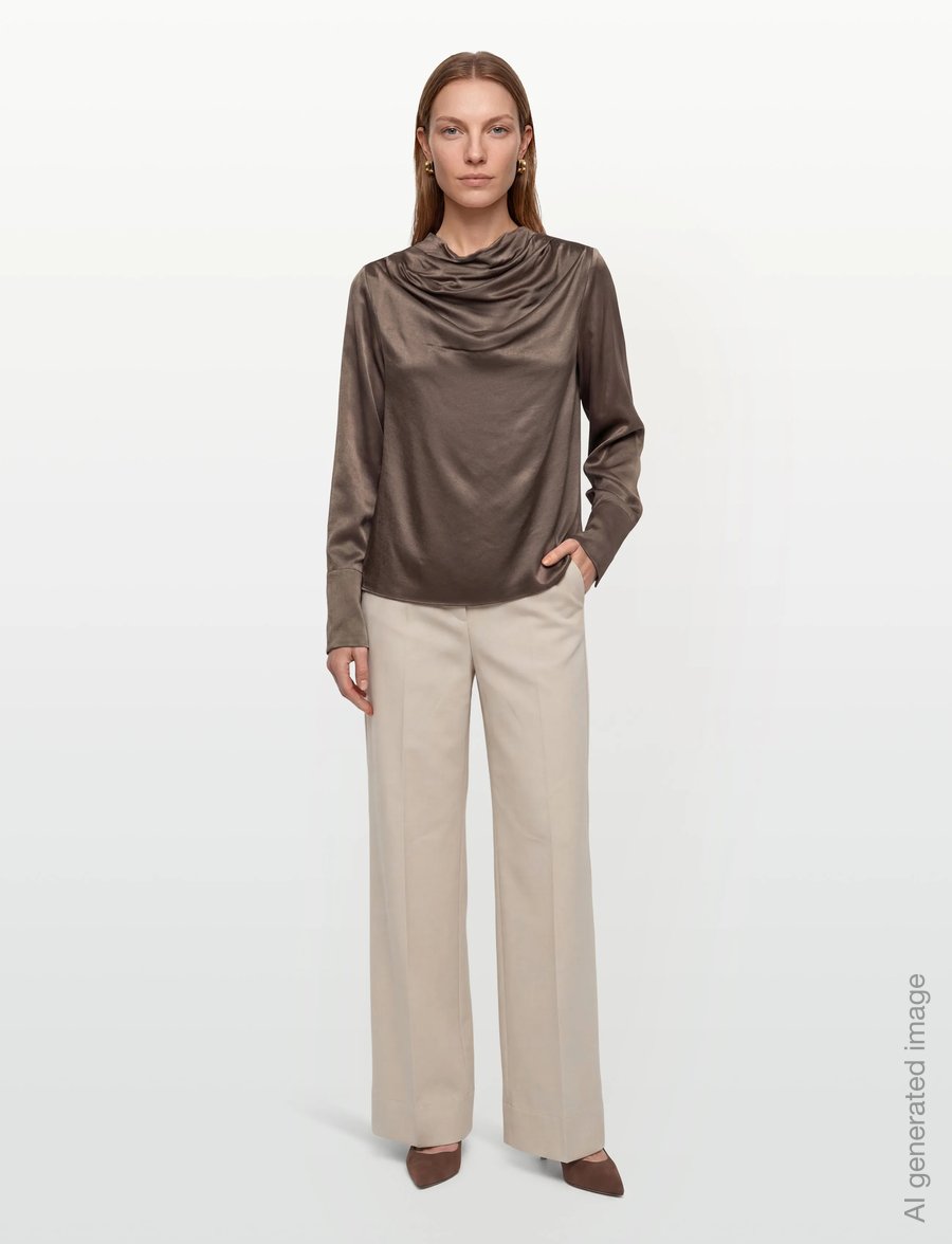 Twist & Tango - Tammie Satin Blouse - langærmede bluser - dk truffle - 0