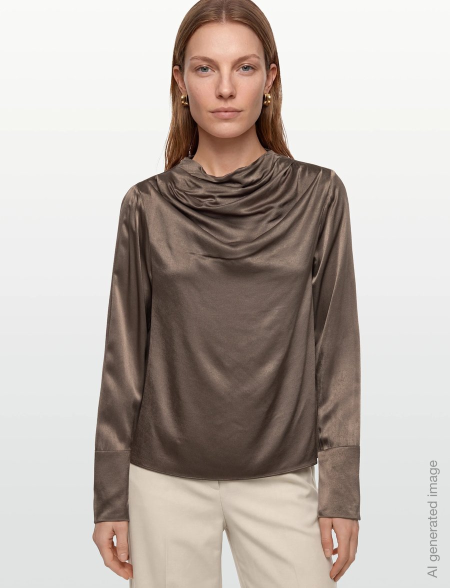 Twist & Tango - Tammie Satin Blouse - langærmede bluser - dk truffle - 3