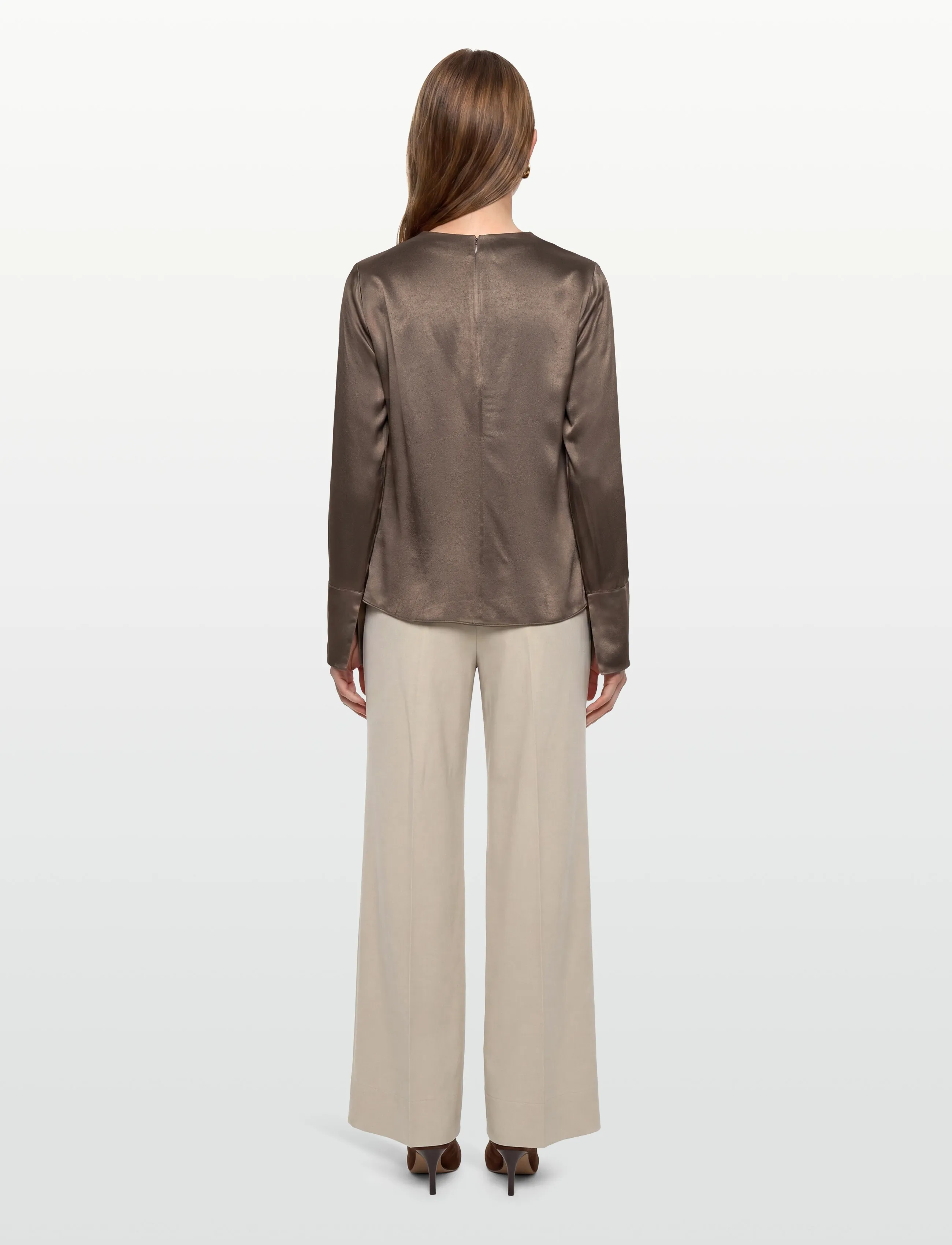 Twist & Tango - Tammie Satin Blouse - langærmede bluser - dk truffle - 4