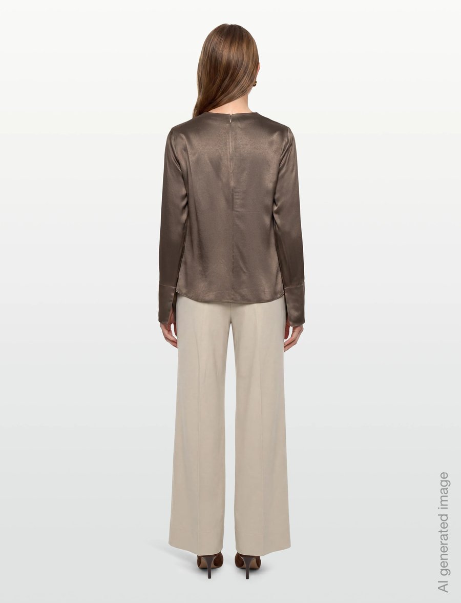Twist & Tango - Tammie Satin Blouse - langærmede bluser - dk truffle - 4