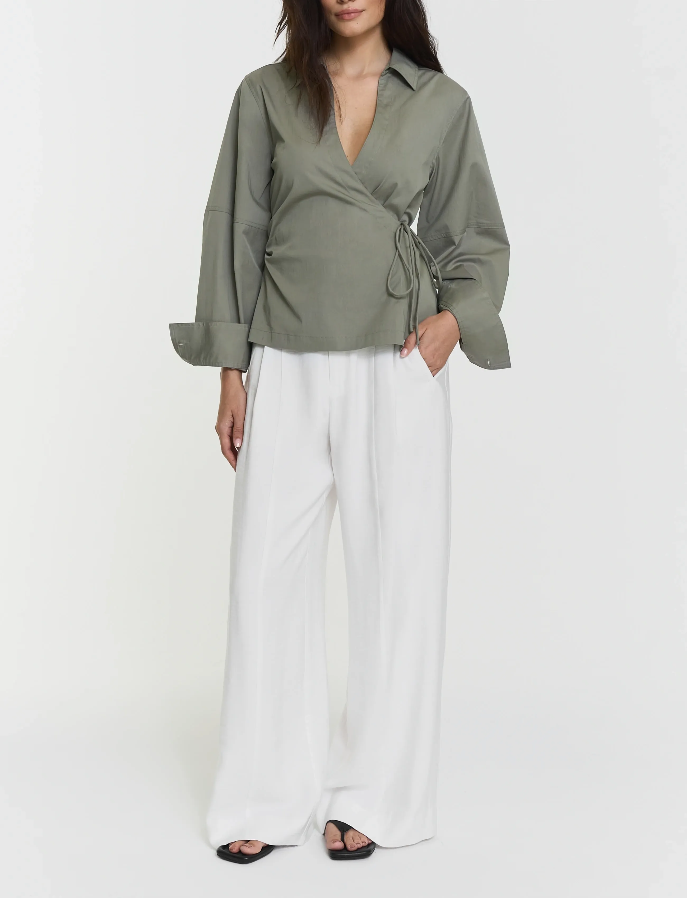 Twist & Tango Mella Wrap Shirt, 36, Shirts, Khakigrün - Long-sleeved, Frauen