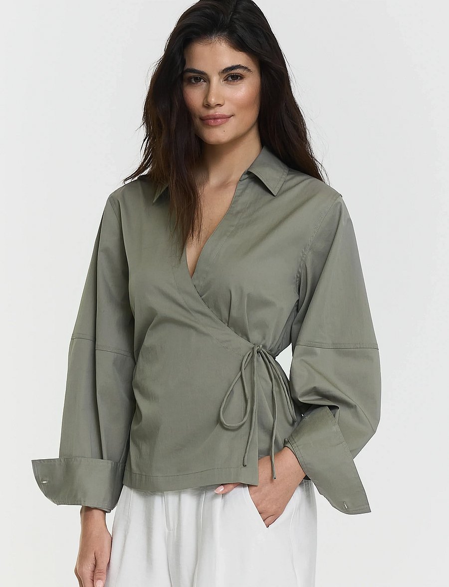 Twist & Tango - Mella Wrap Shirt - long-sleeved shirts - khaki - 3