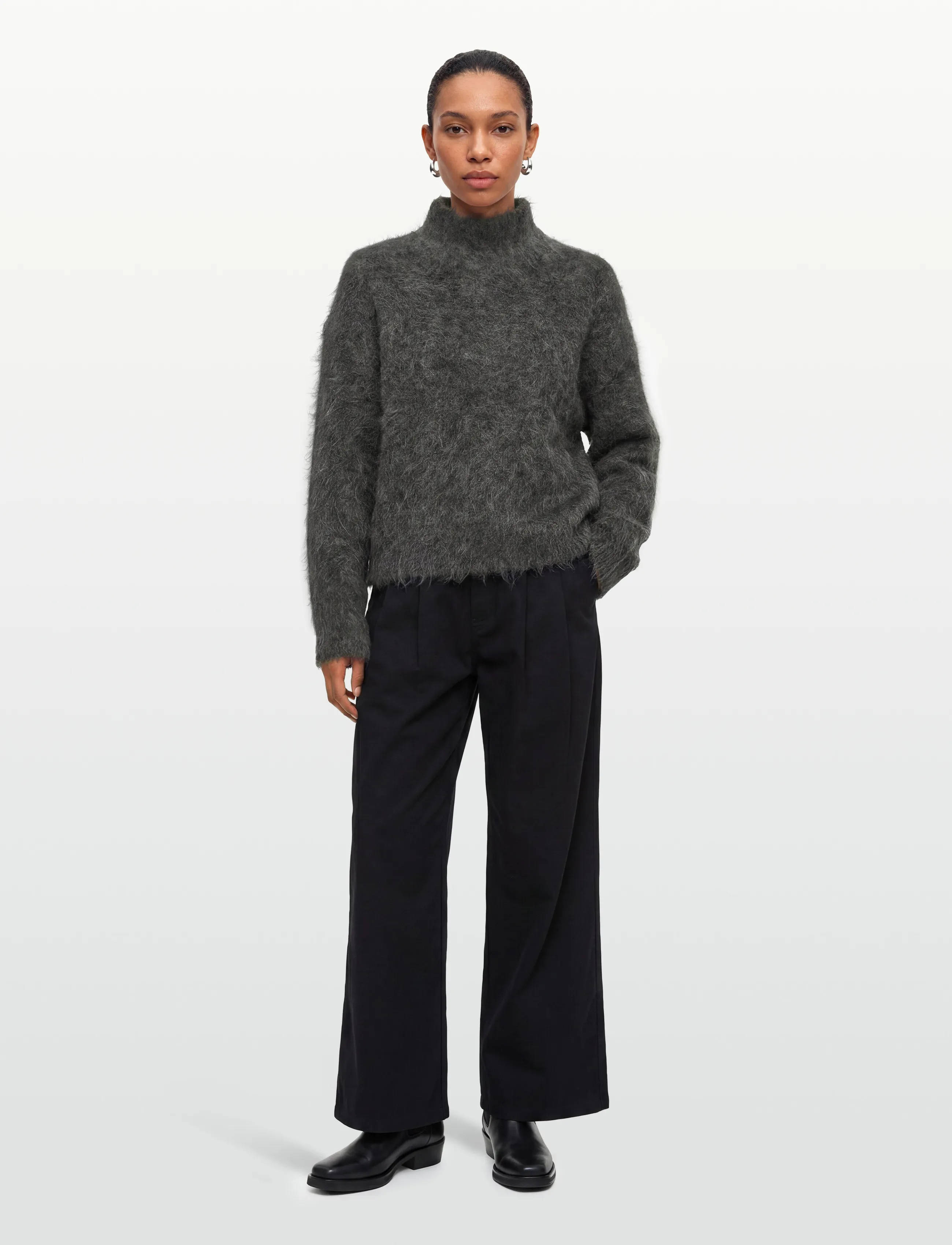 Twist & Tango Ritva Knitted Sweater, L/XL, Grey, Strik > Rullekrave, Dame